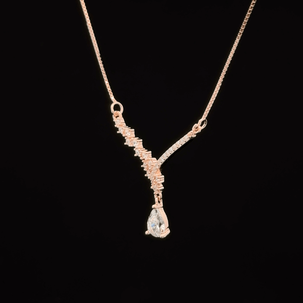 Pear Drop V- rose gold chain pendant