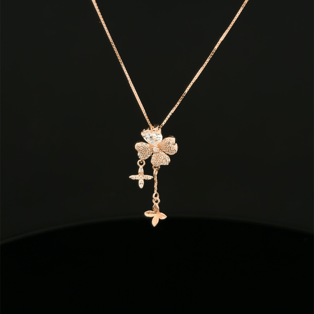 Crystal Four-Leaf Clover Charm rose gold chain pendant