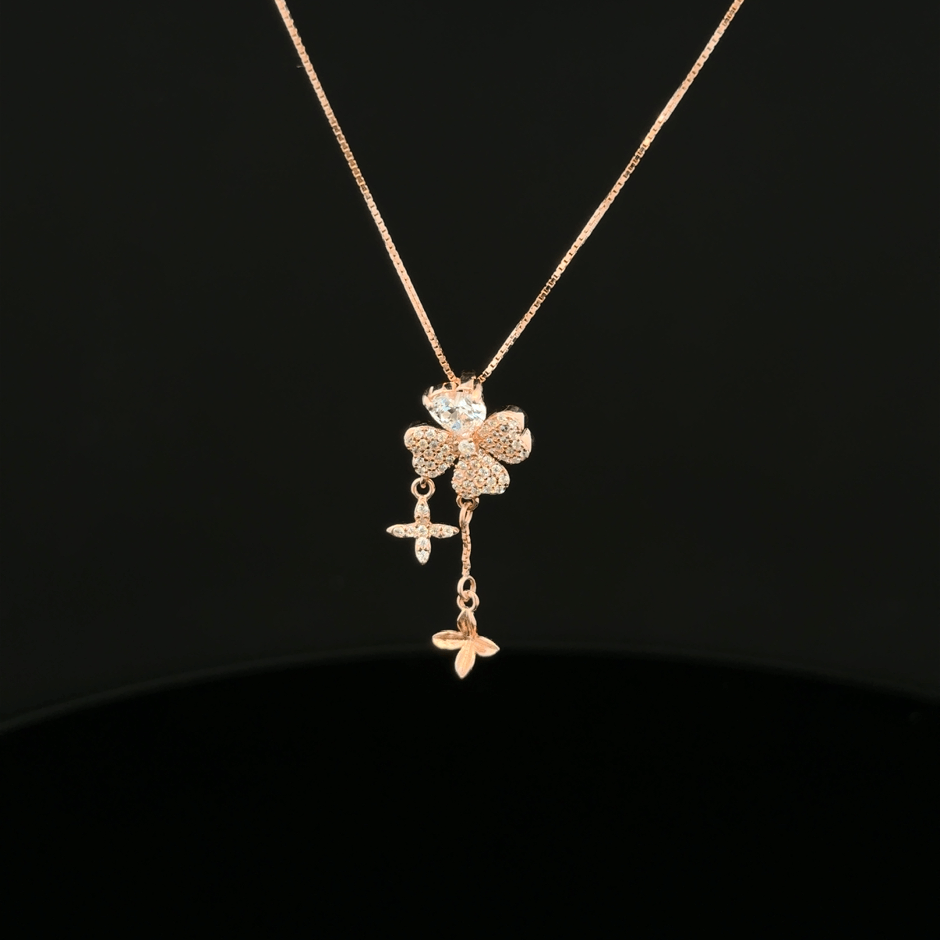 Crystal Four-Leaf Clover Charm rose gold chain pendant