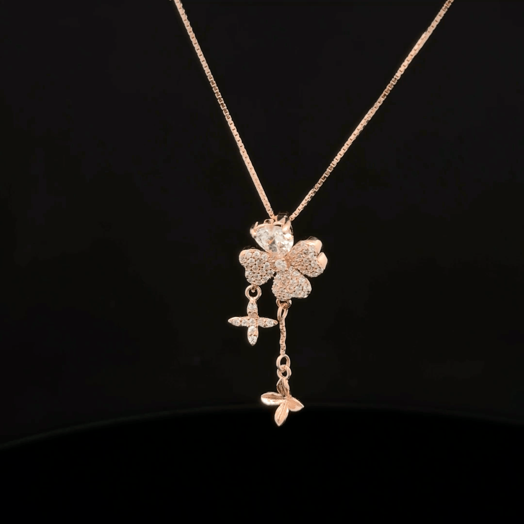 Crystal Four-Leaf Clover Charm rose gold chain pendant