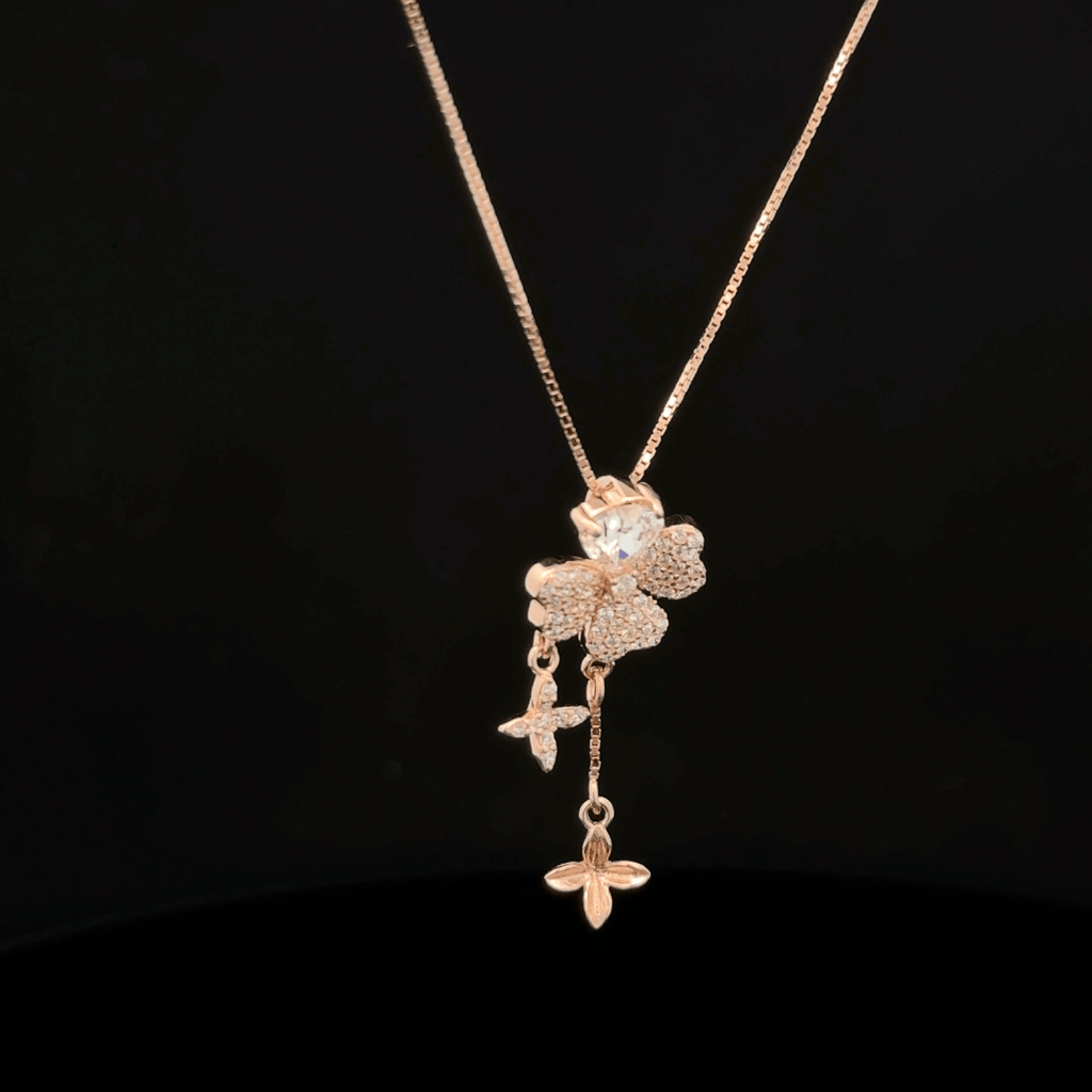 Crystal Four-Leaf Clover Charm rose gold chain pendant