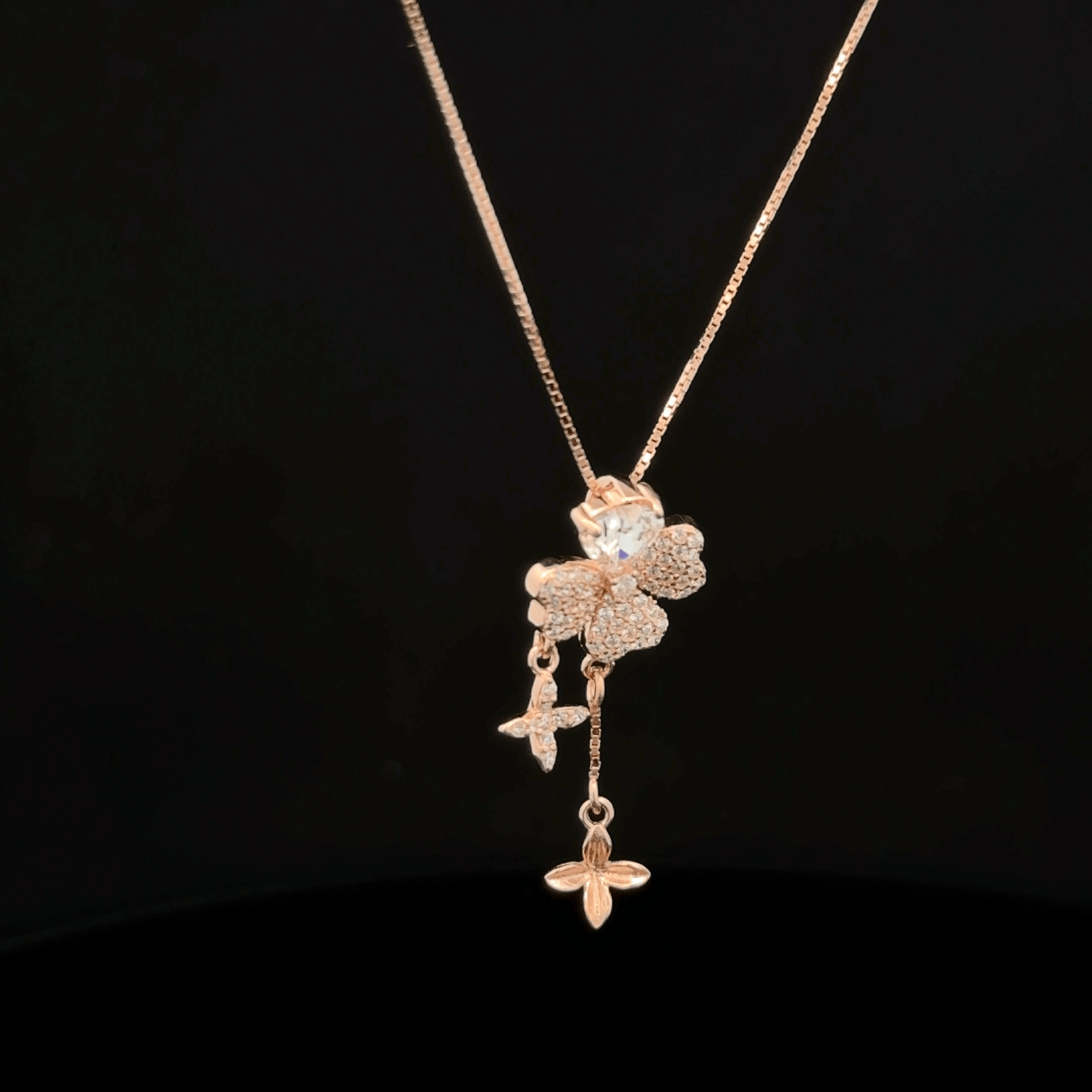 Crystal Four-Leaf Clover Charm rose gold chain pendant