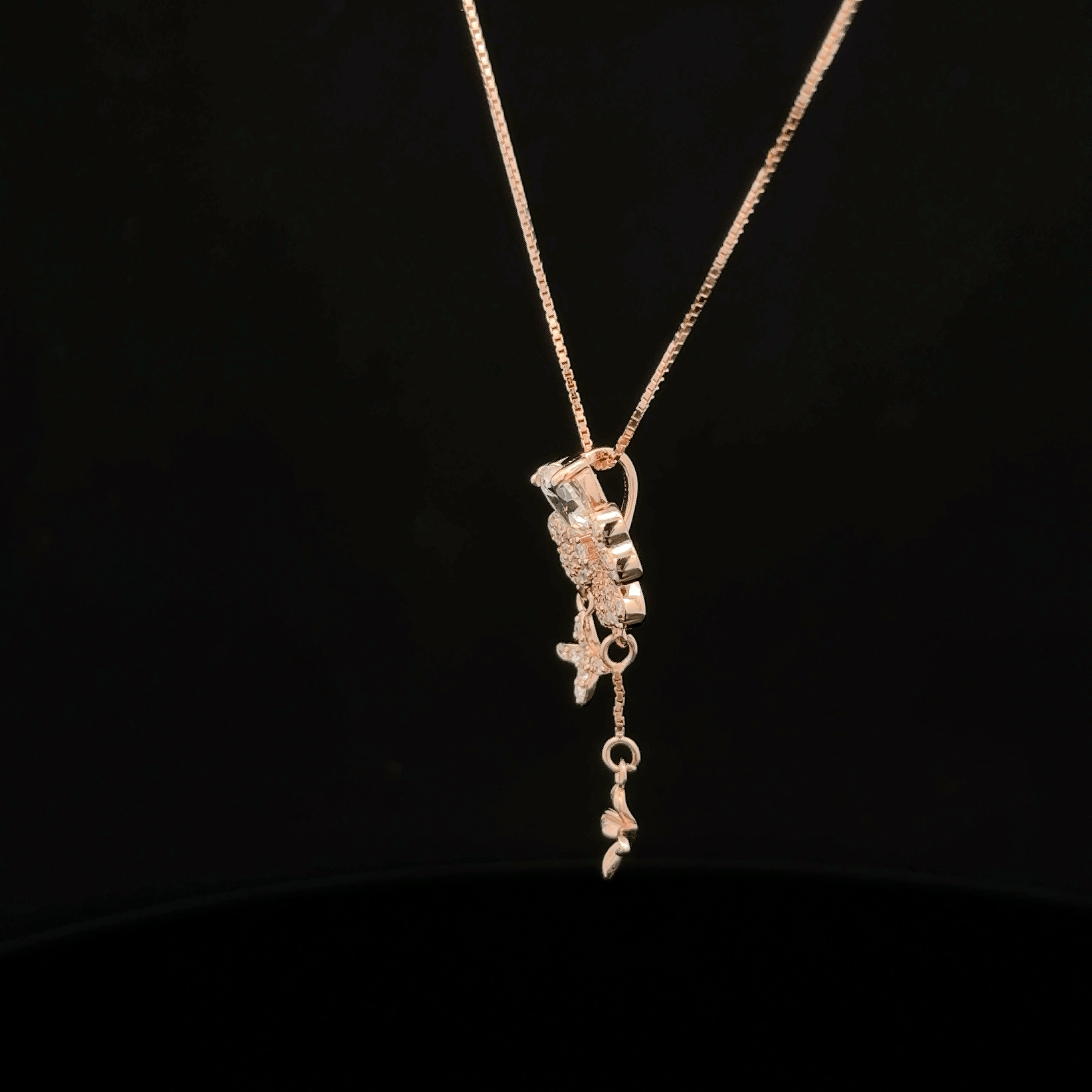 Crystal Four-Leaf Clover Charm rose gold chain pendant