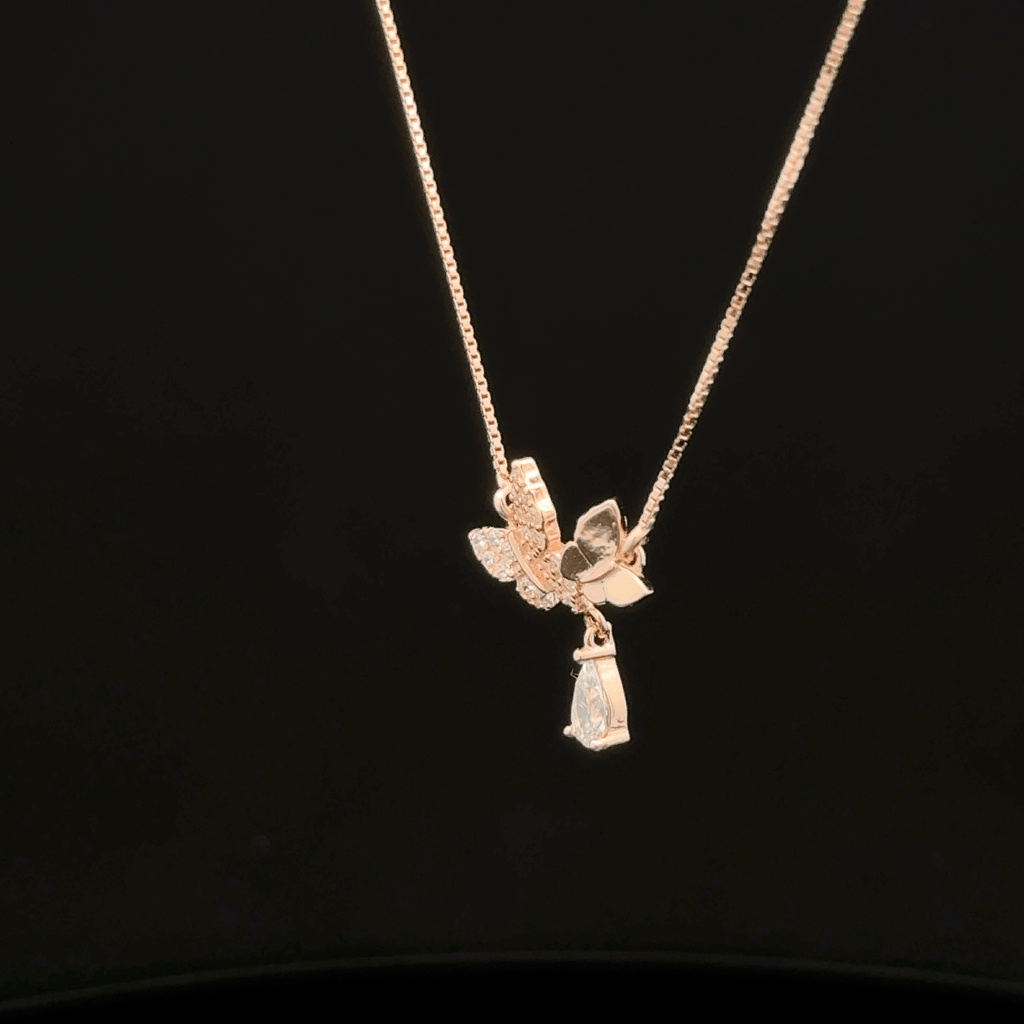 Twin butterfly rose gold chain pendant