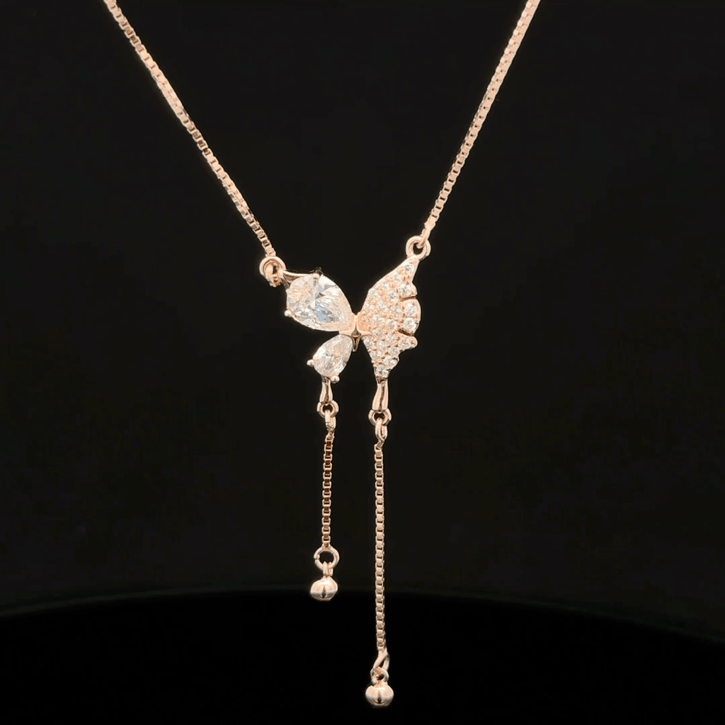 Butterfly rose gold chain pendant