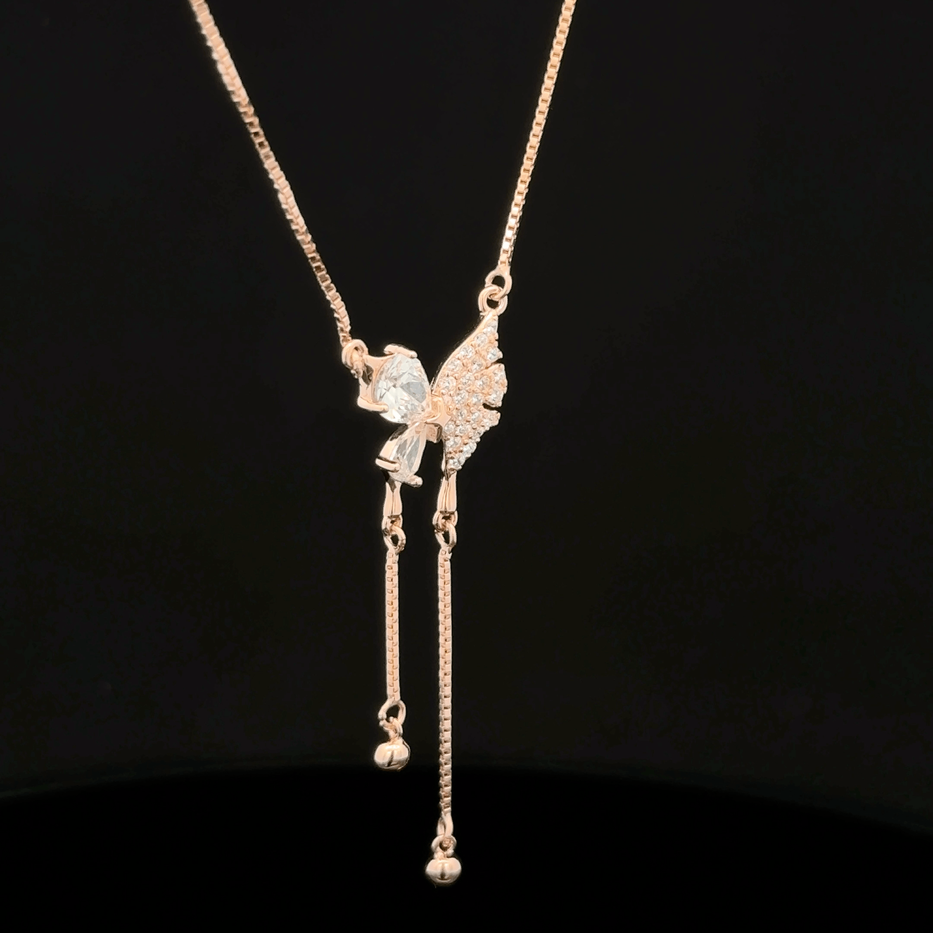 Butterfly rose gold chain pendant