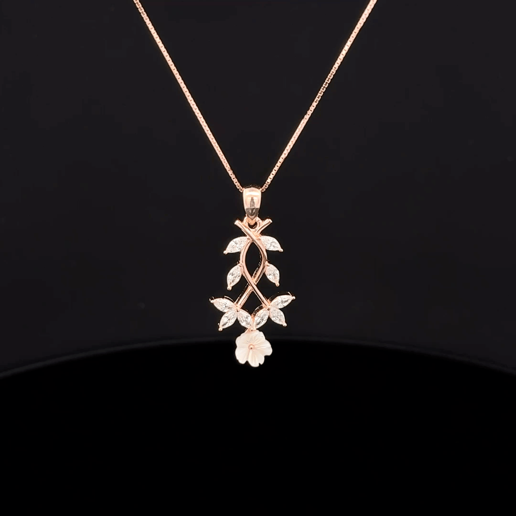 Marquise Vine & Flower rose gold chain pendant