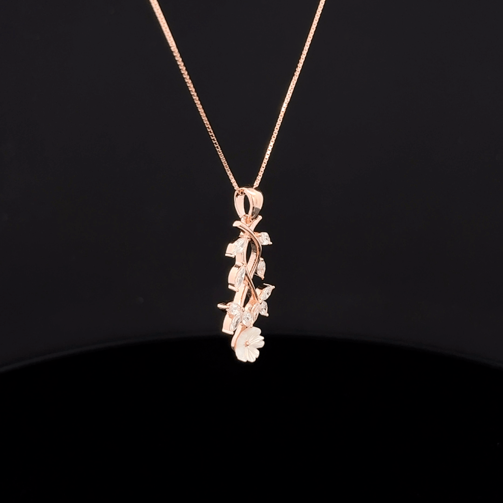Marquise Vine & Flower rose gold chain pendant