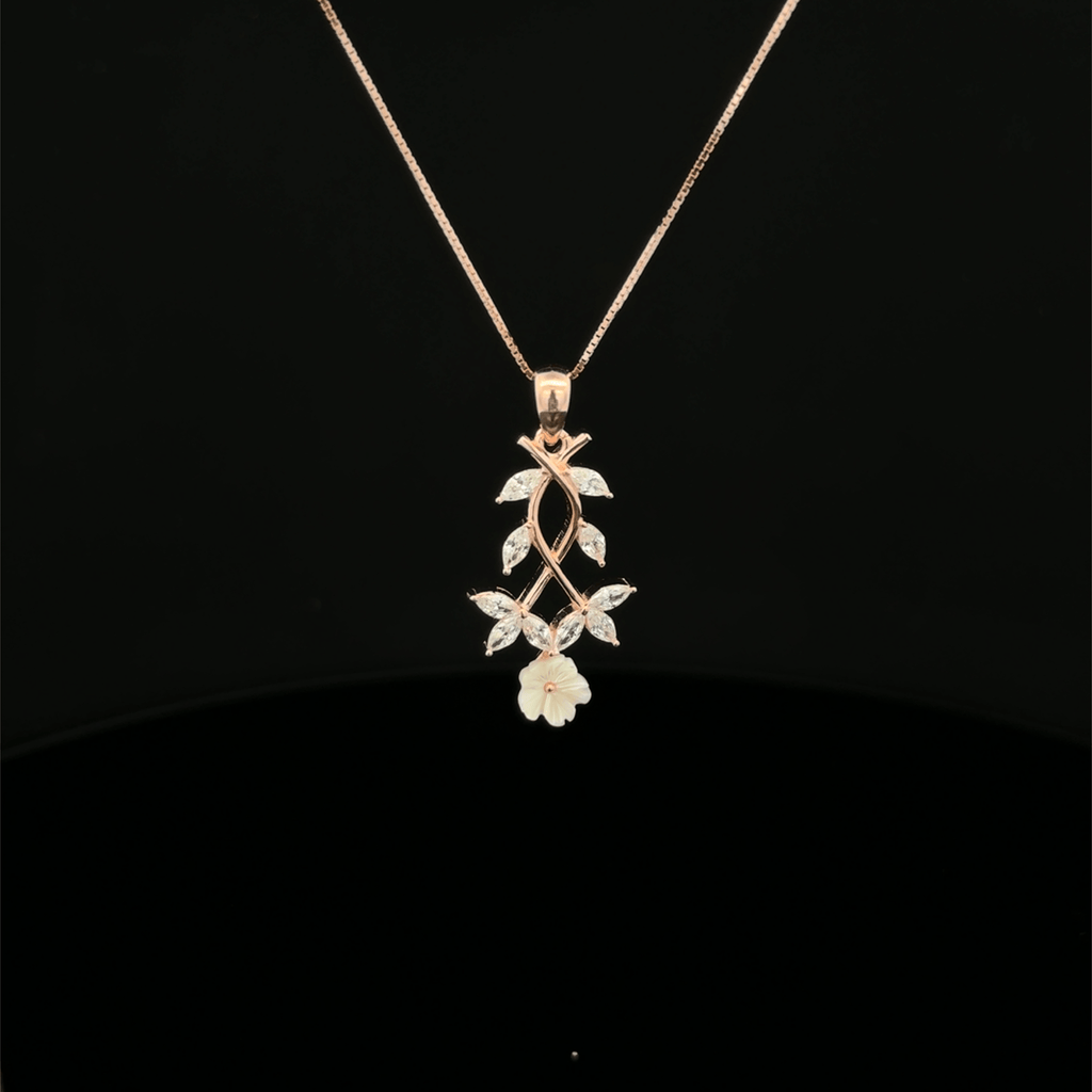 Marquise Vine & Flower rose gold chain pendant