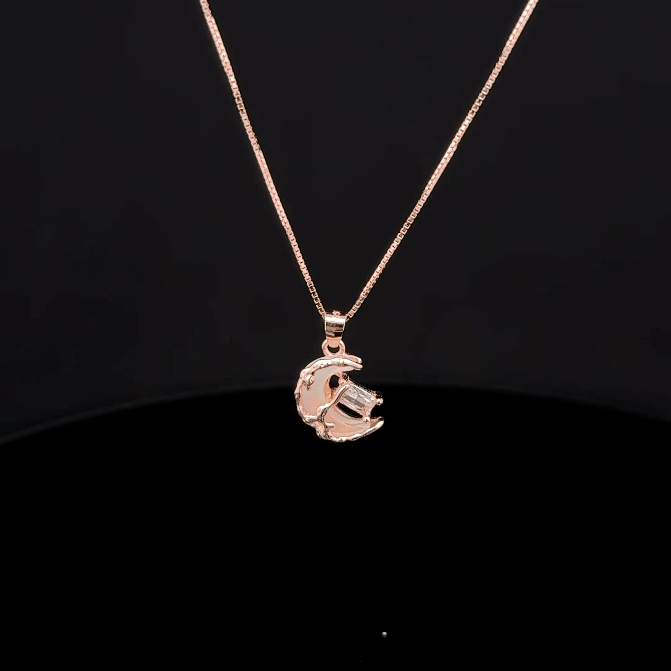 Half moon rose gold chain pendant
