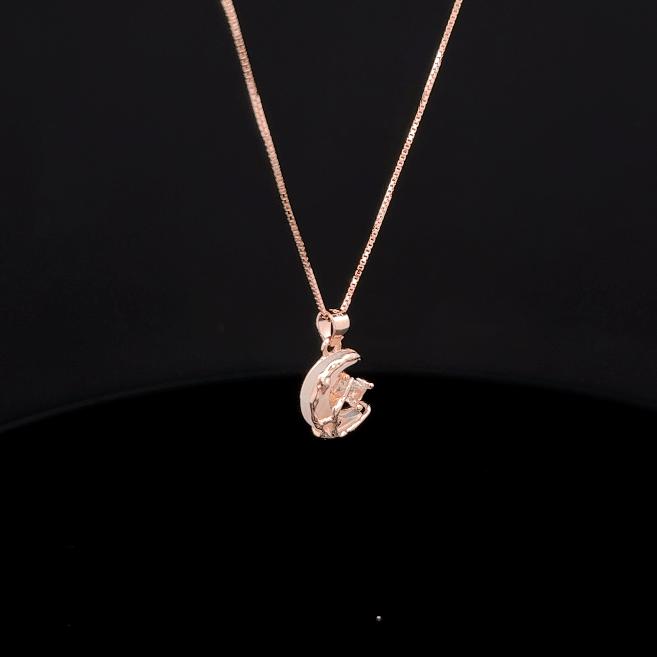 Half moon rose gold chain pendant