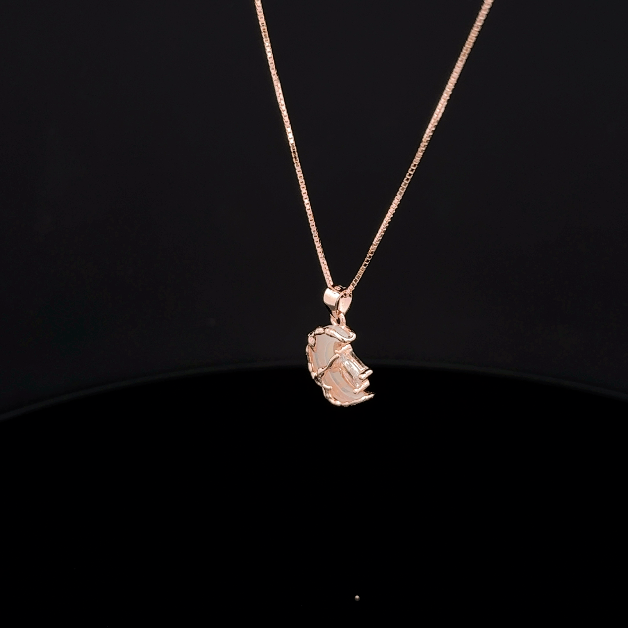 Half moon rose gold chain pendant