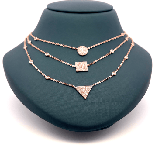 Rosegold three layer chain with pendent