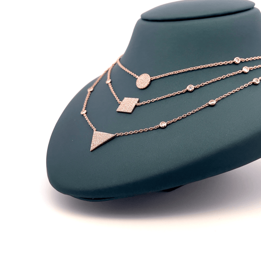 Rosegold three layer chain with pendent