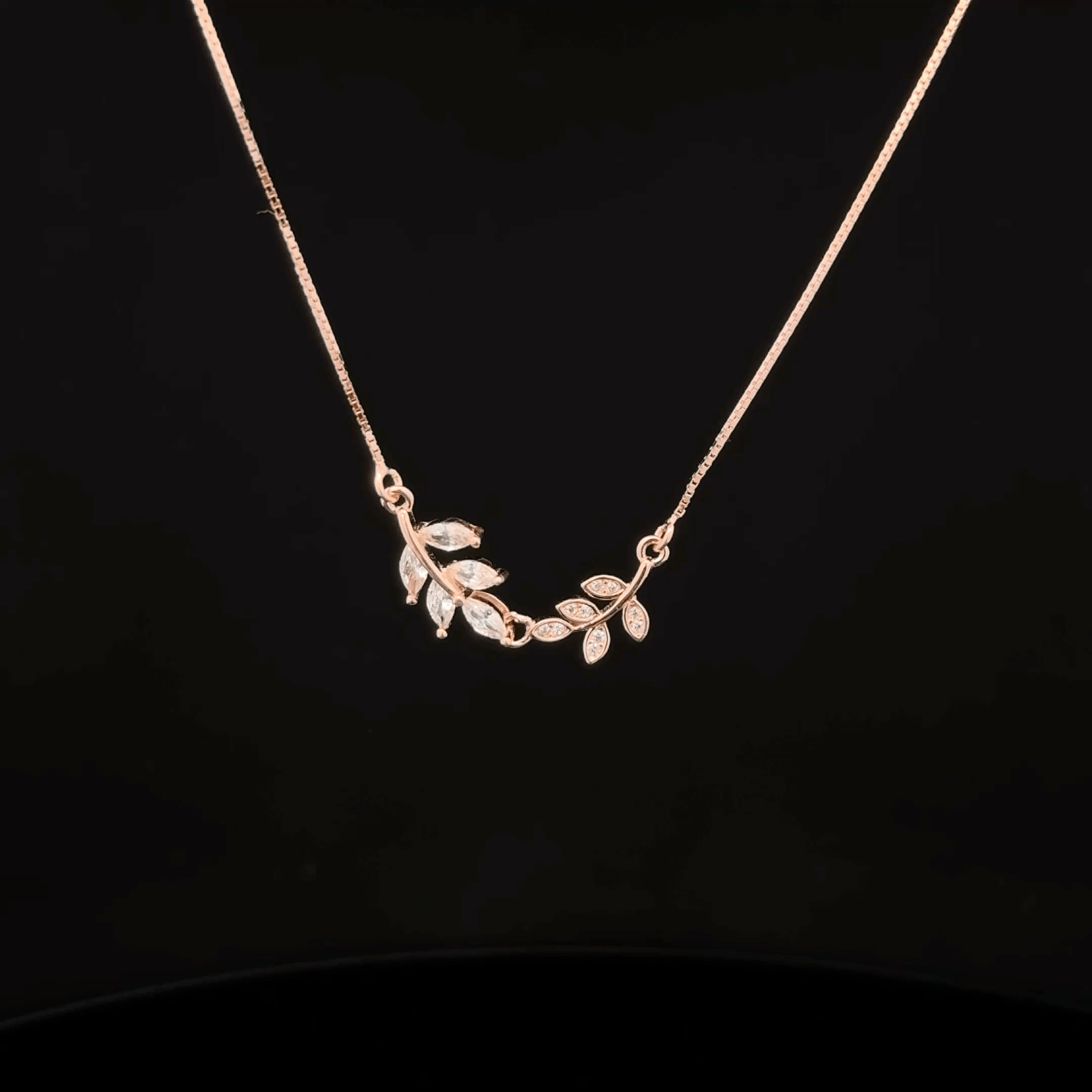 Leaf rose gold chain pendant
