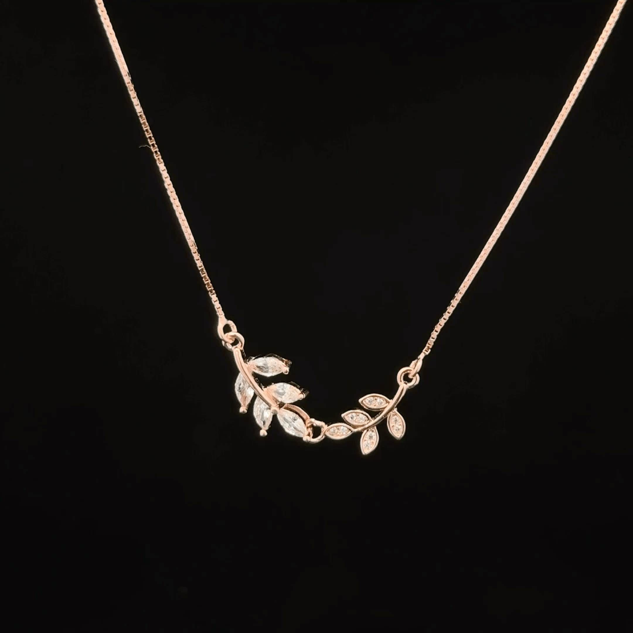 Leaf rose gold chain pendant