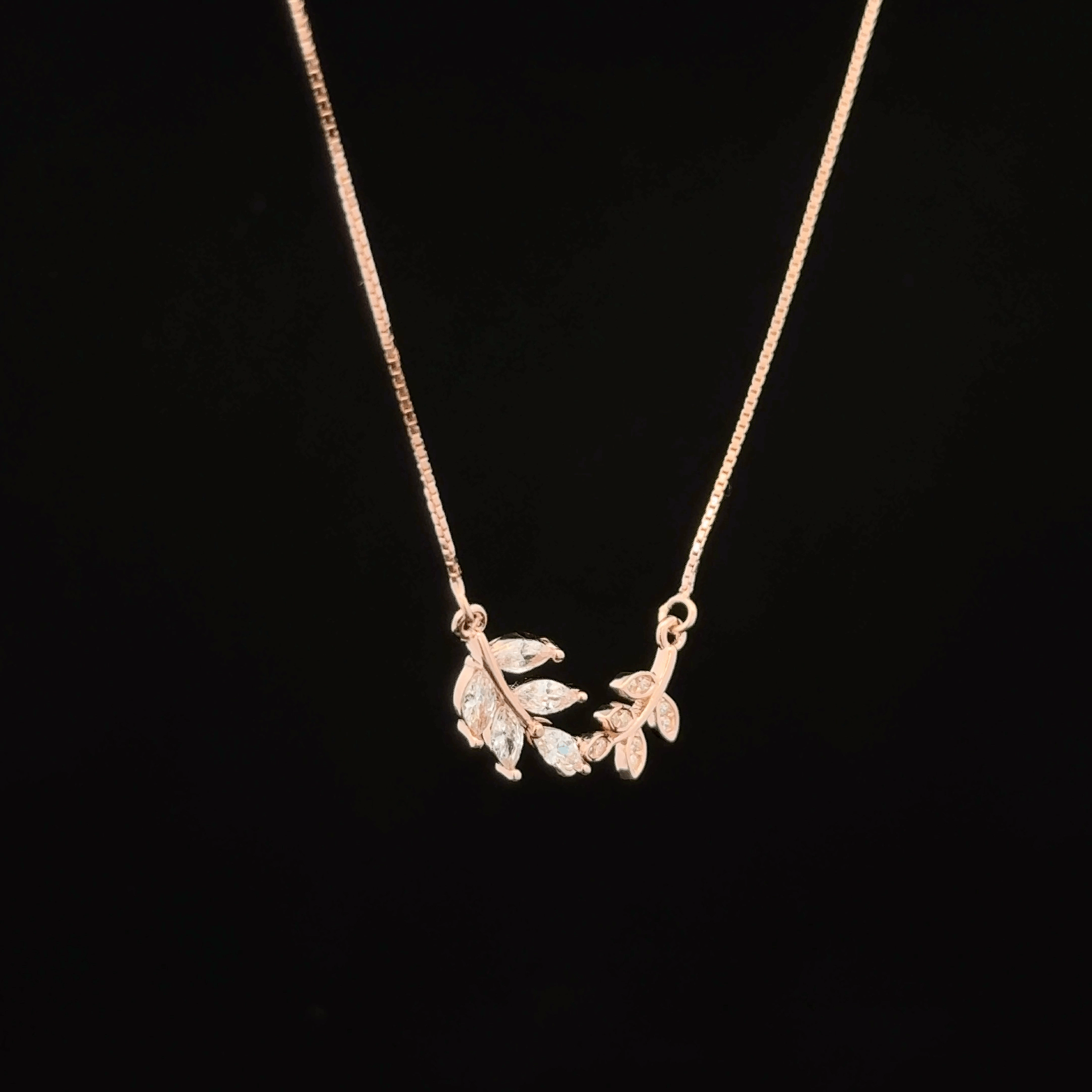 Leaf rose gold chain pendant