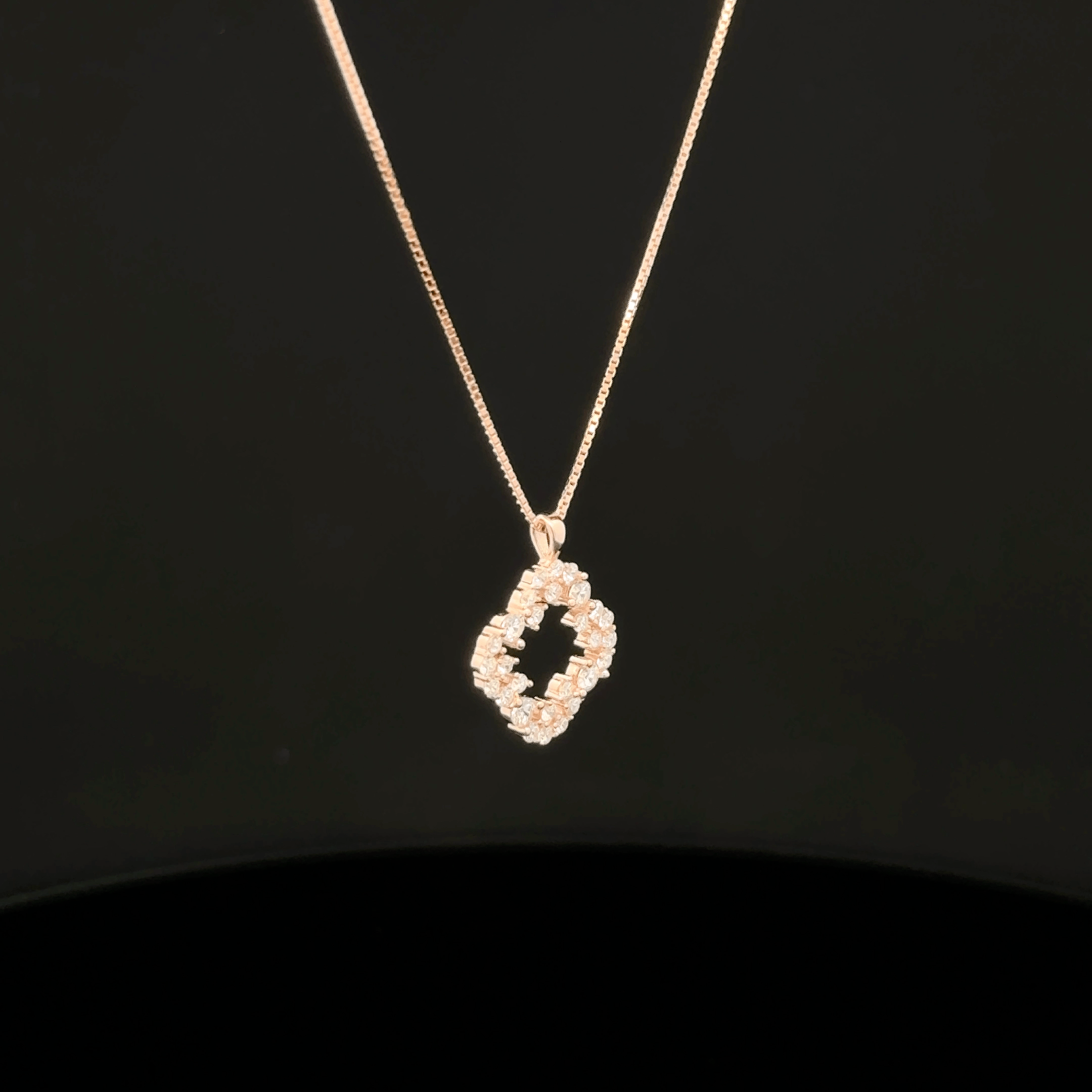 Scalloped Square rose gold chain pendant