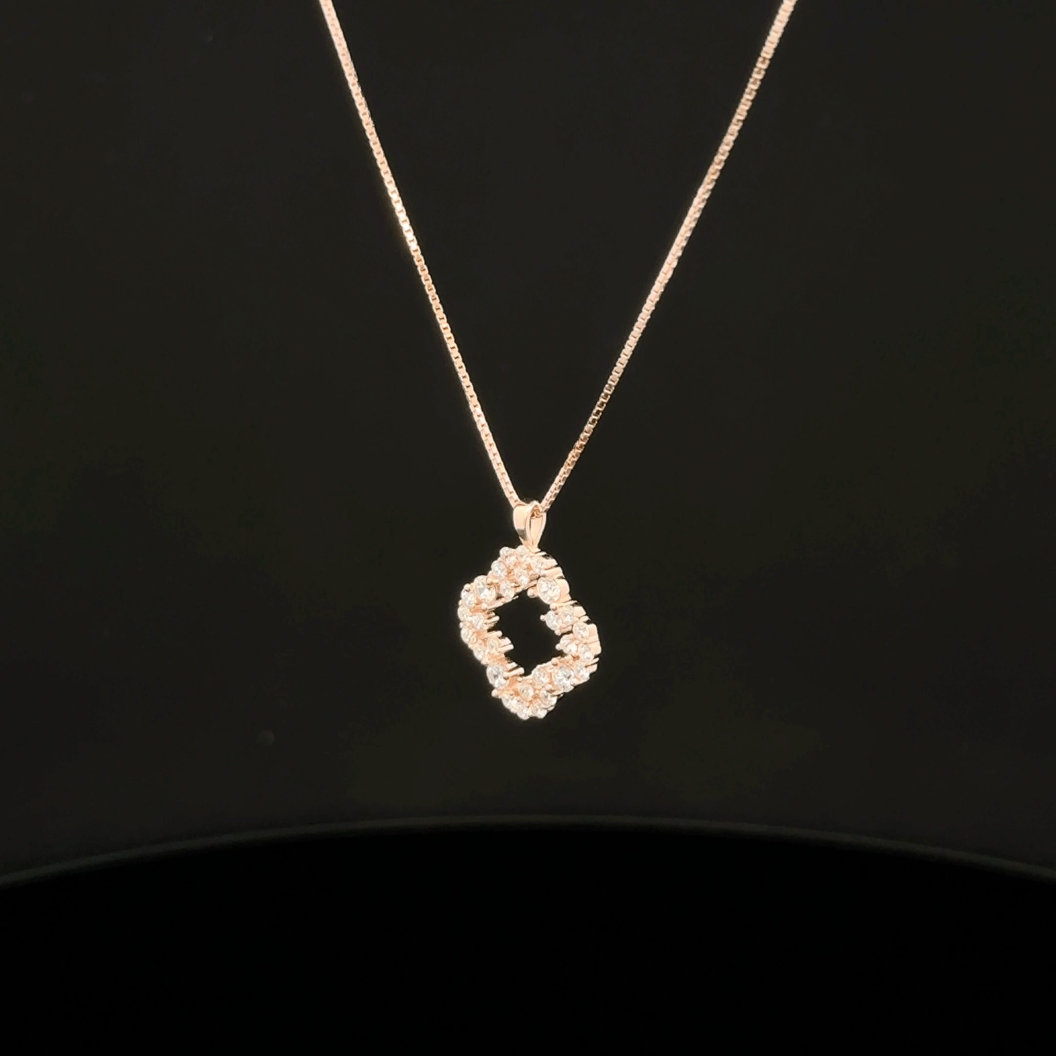 Scalloped Square rose gold chain pendant