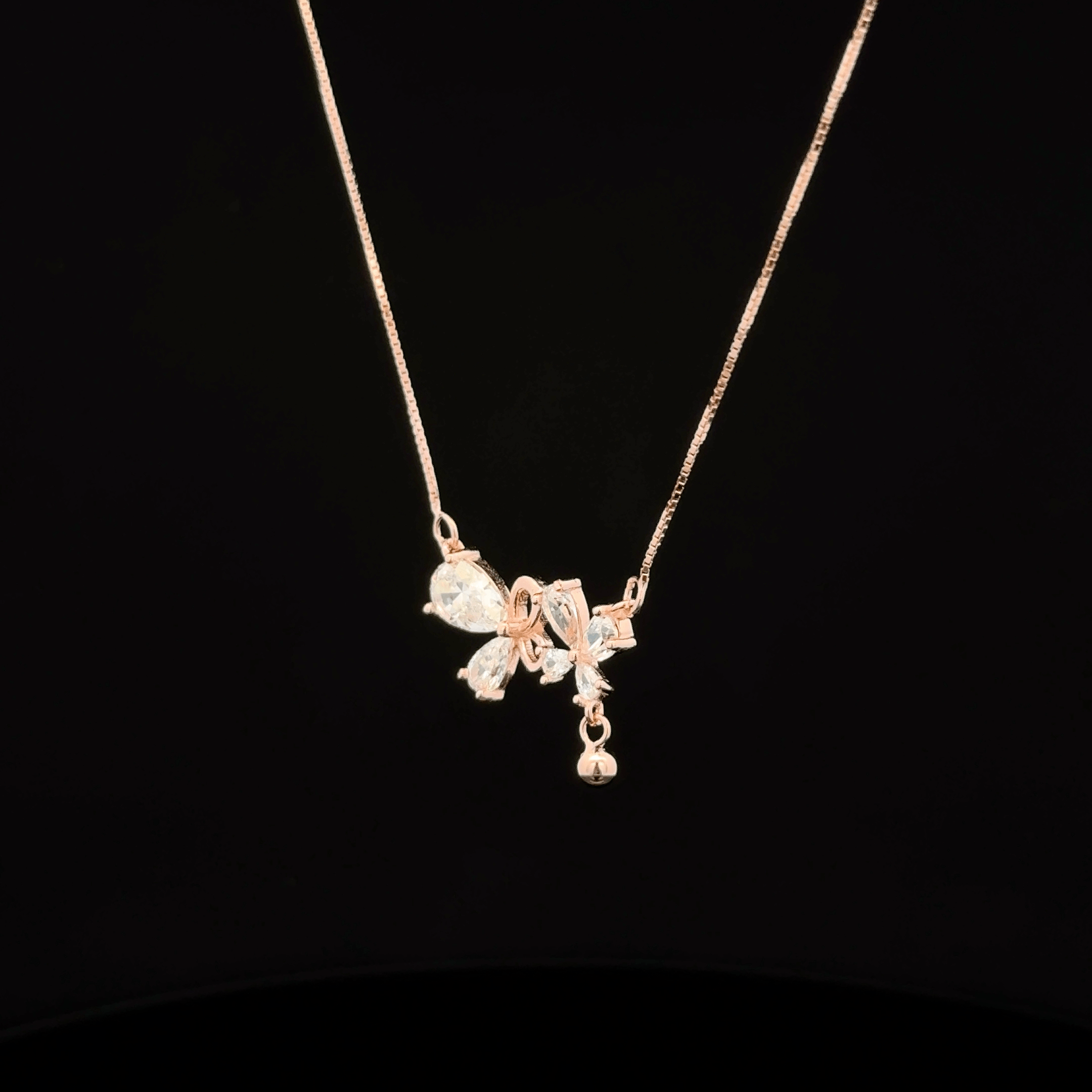 Butterfly rose gold chain pendant