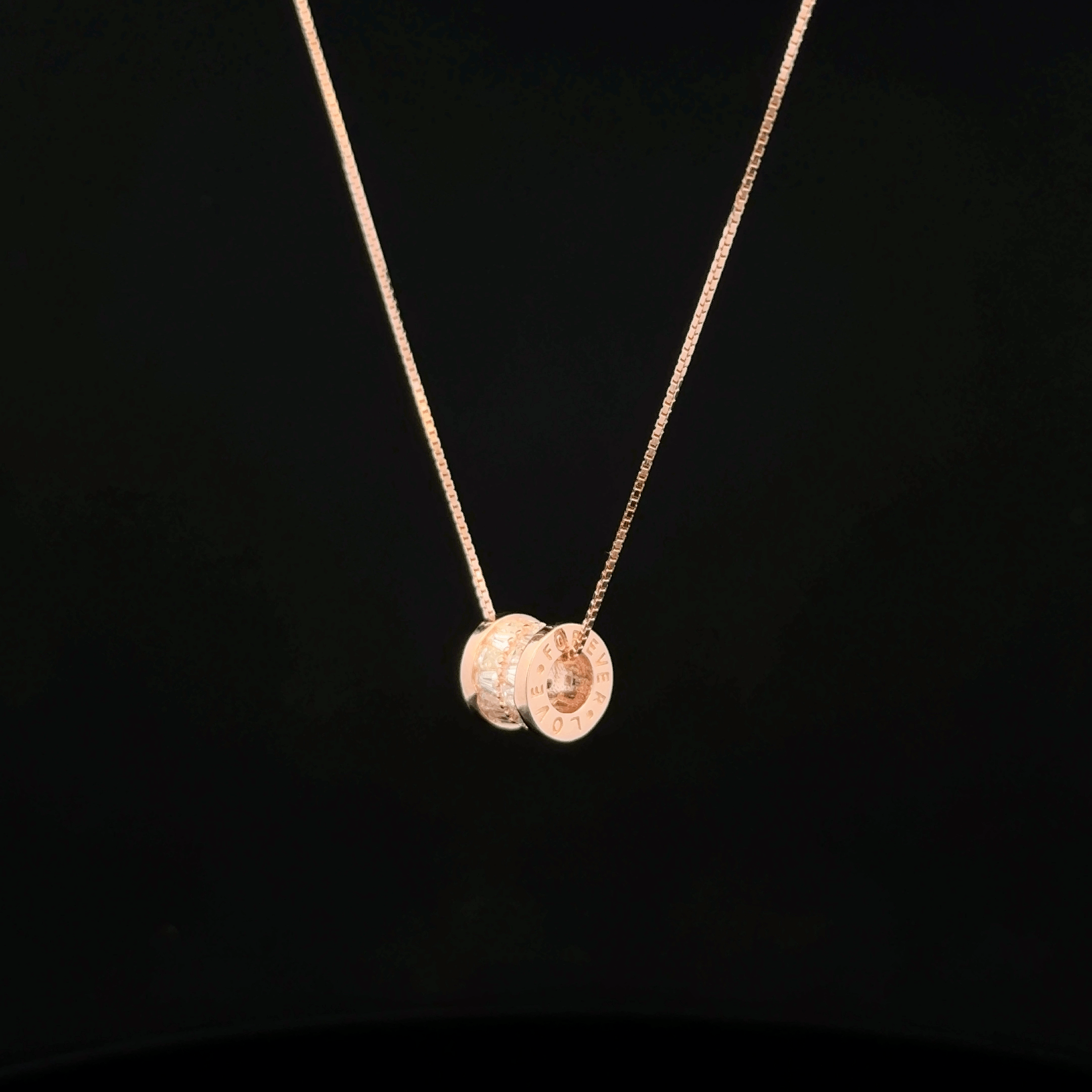 Crystal Cylinder Slider chain pendant