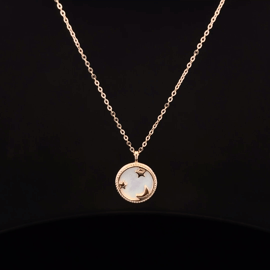 The Lunar Pearl Coin rose gold chain Pendant