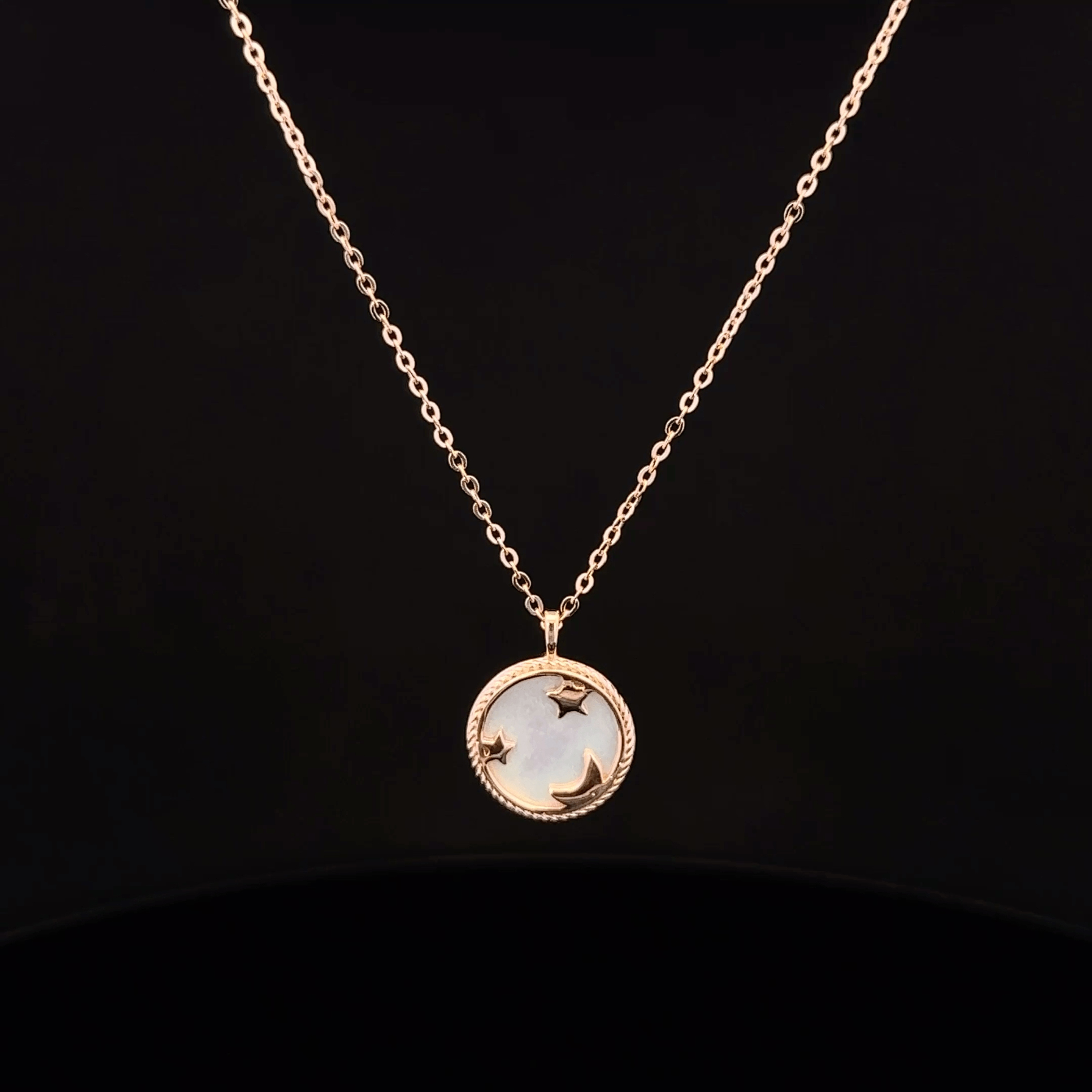 The Lunar Pearl Coin rose gold chain Pendant