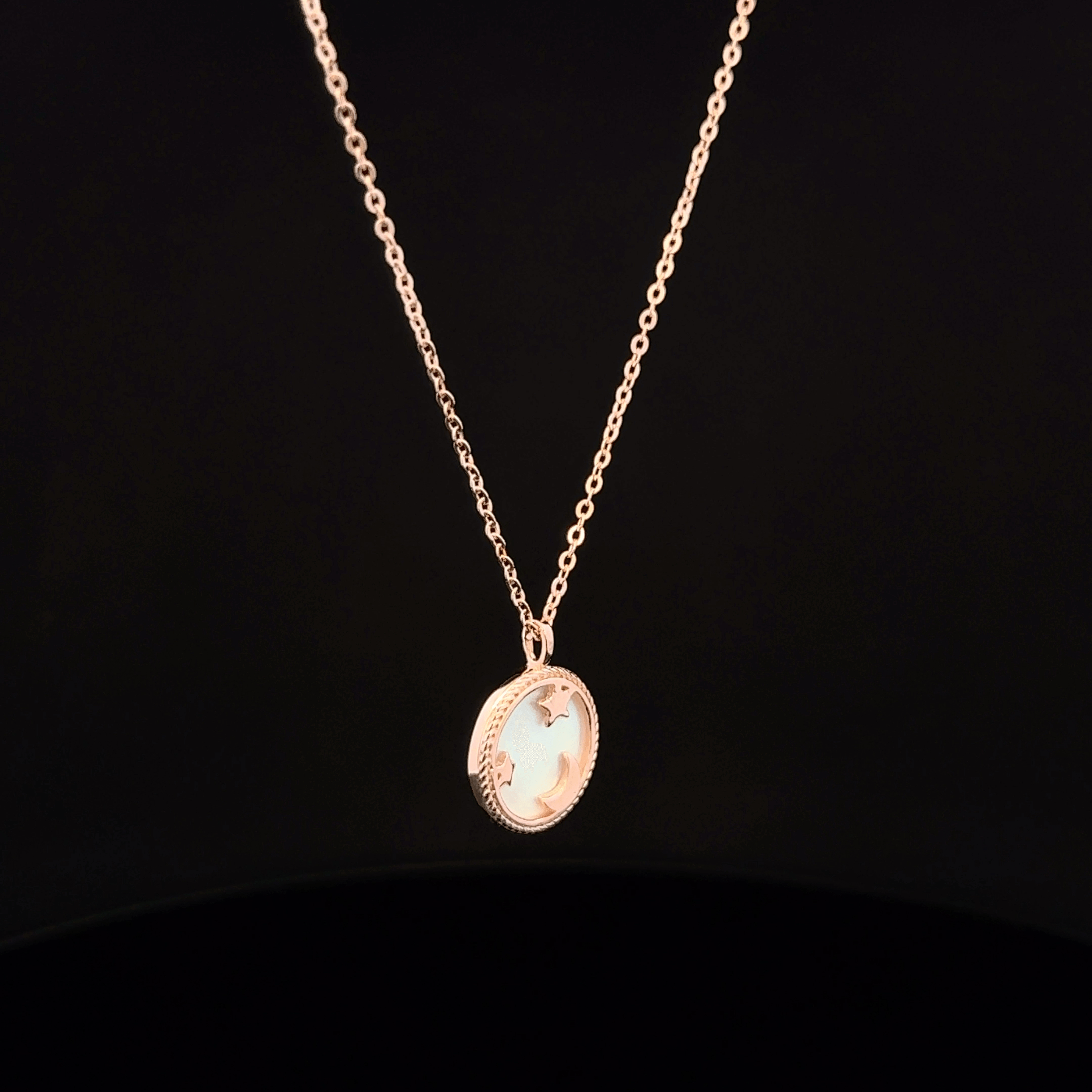 The Lunar Pearl Coin rose gold chain Pendant