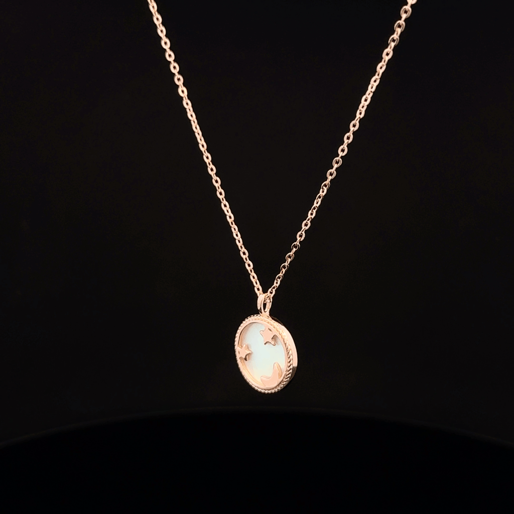 The Lunar Pearl Coin rose gold chain Pendant