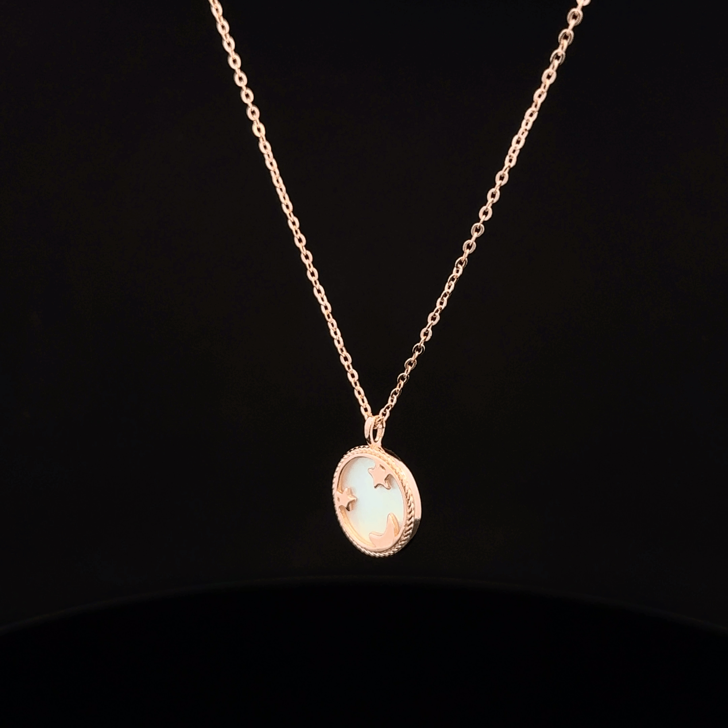 The Lunar Pearl Coin rose gold chain Pendant