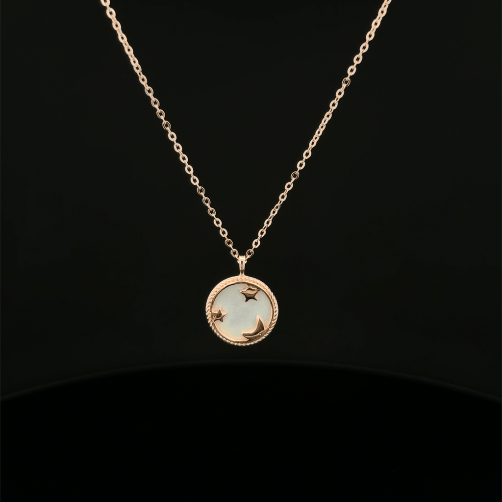 The Lunar Pearl Coin rose gold chain Pendant