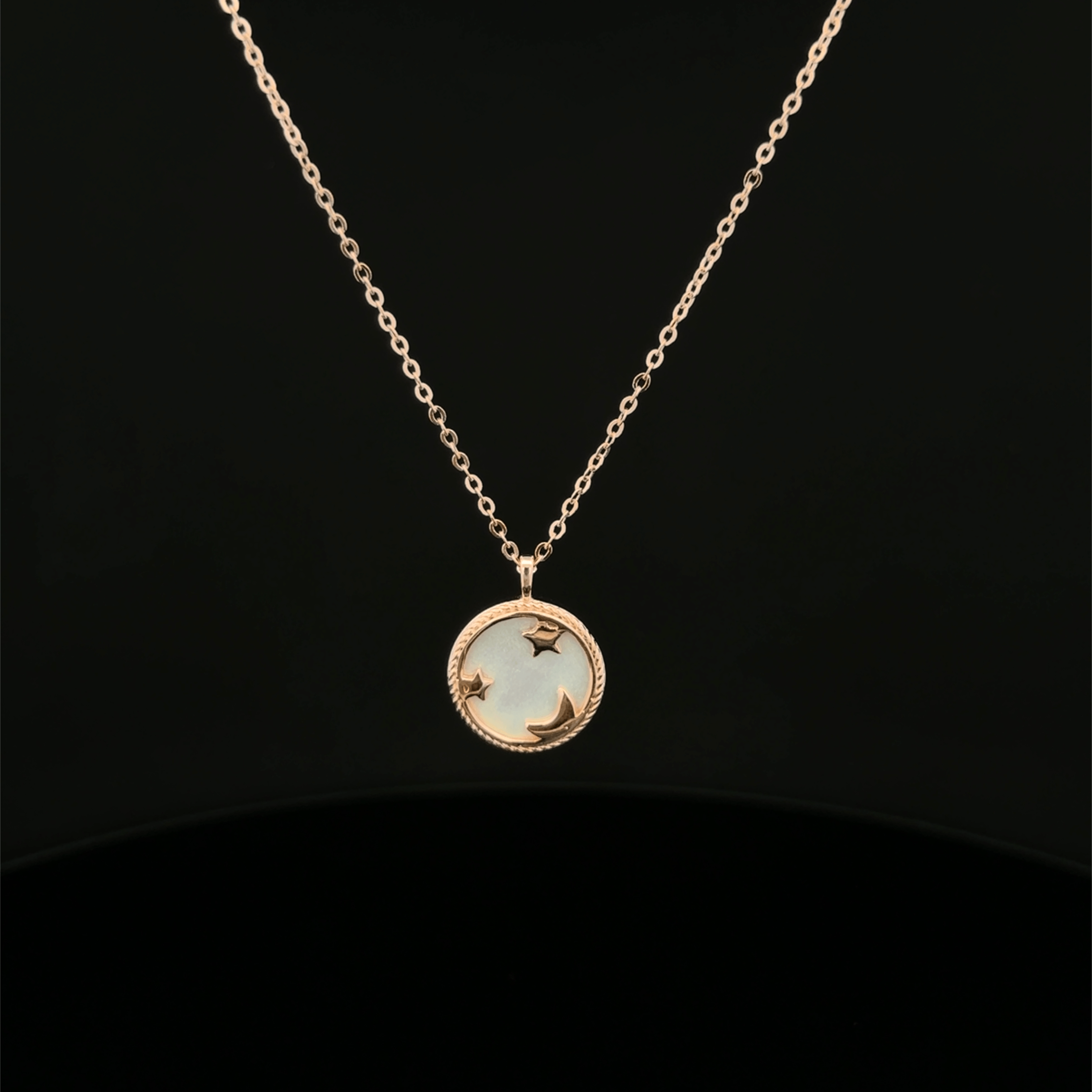 The Lunar Pearl Coin rose gold chain Pendant
