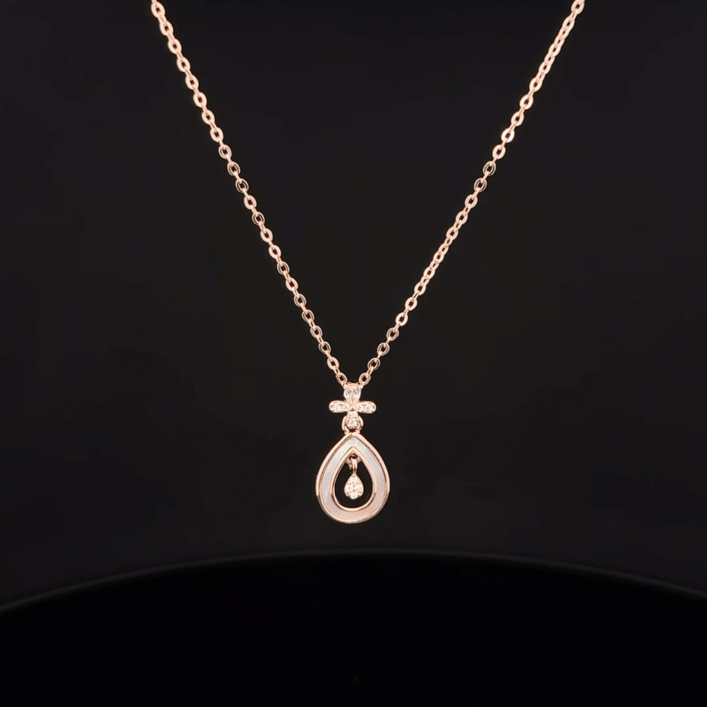 Mother of Pearl Teardrop rose gold chain pendant