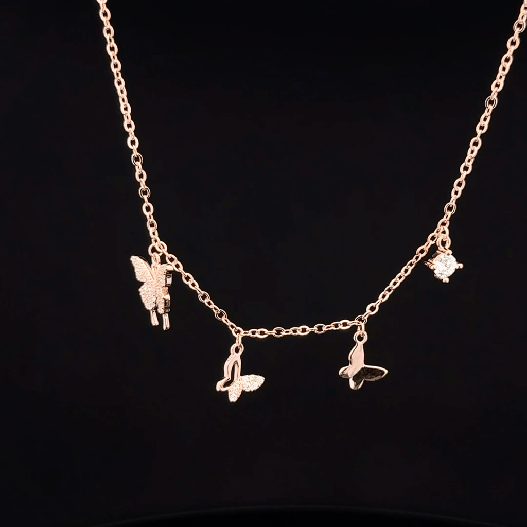 Butterfly charm rose gold chain pendant