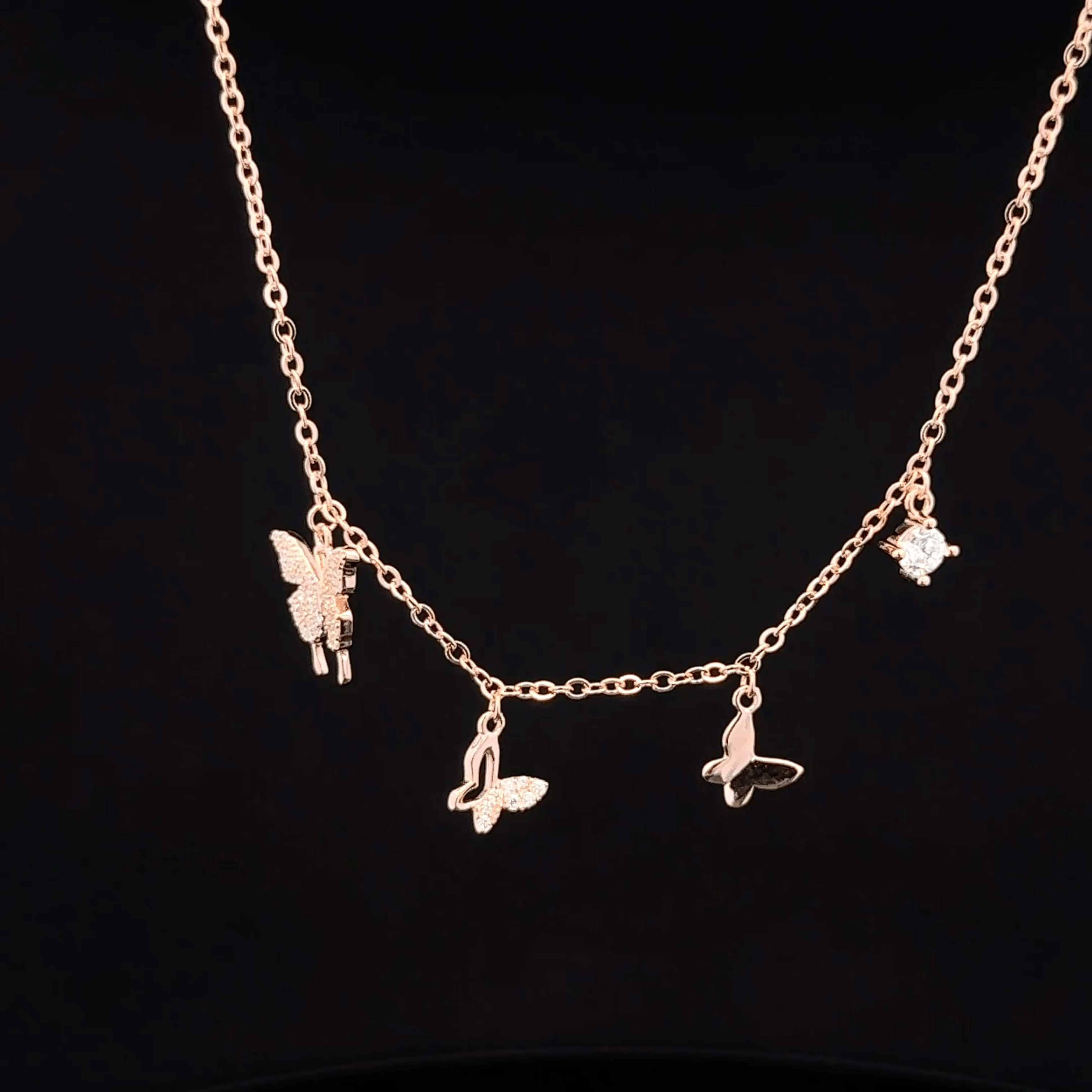 Butterfly charm rose gold chain pendant