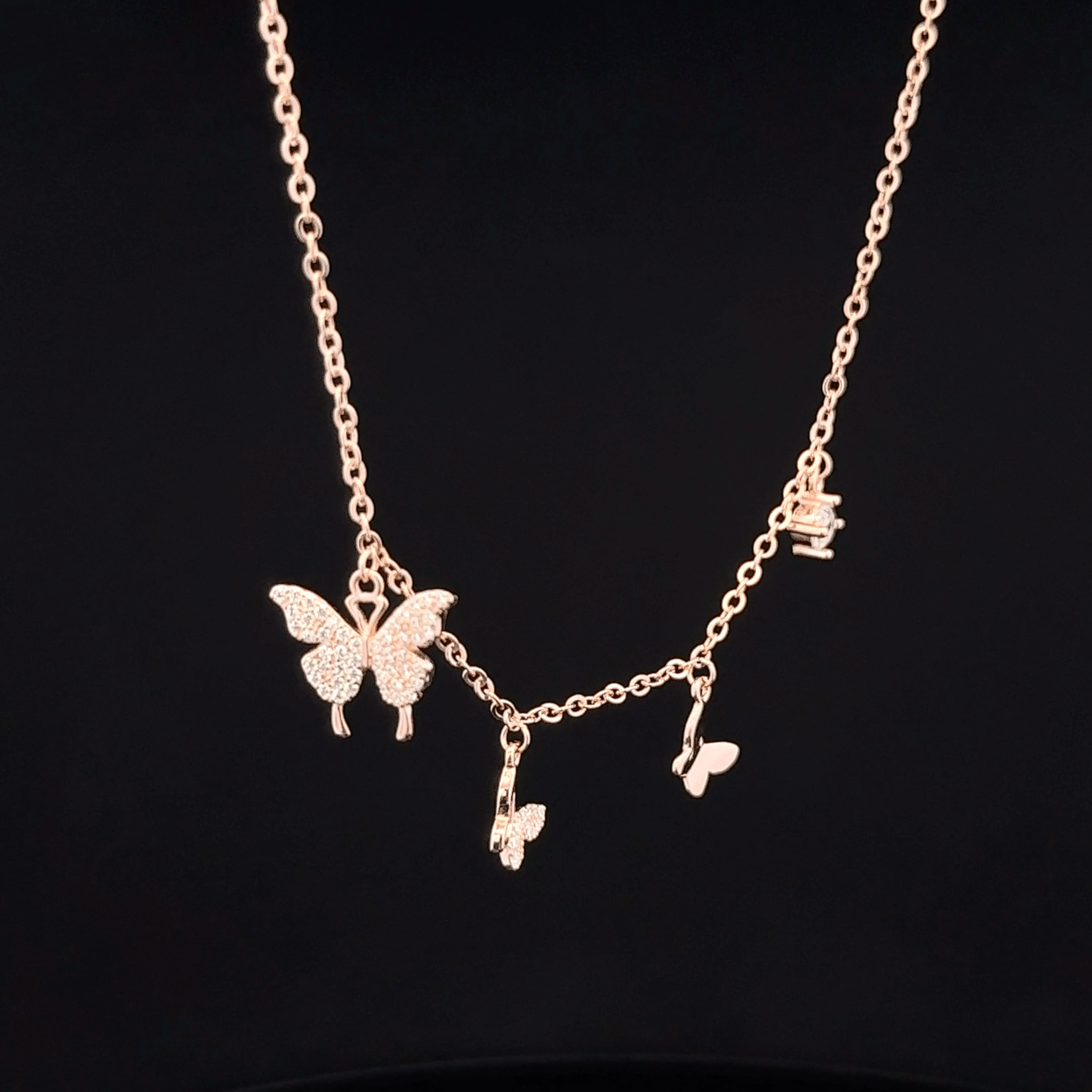 Butterfly charm rose gold chain pendant