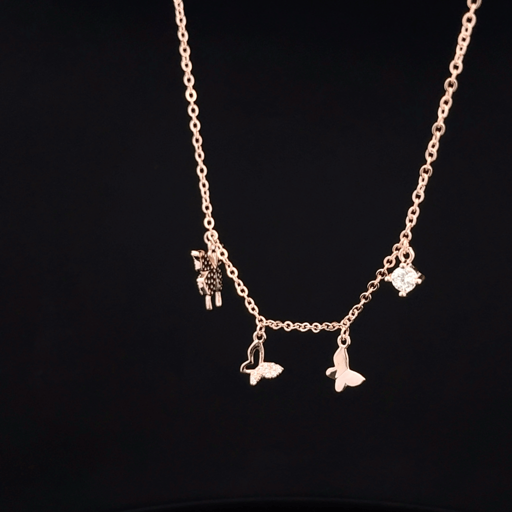 Butterfly charm rose gold chain pendant