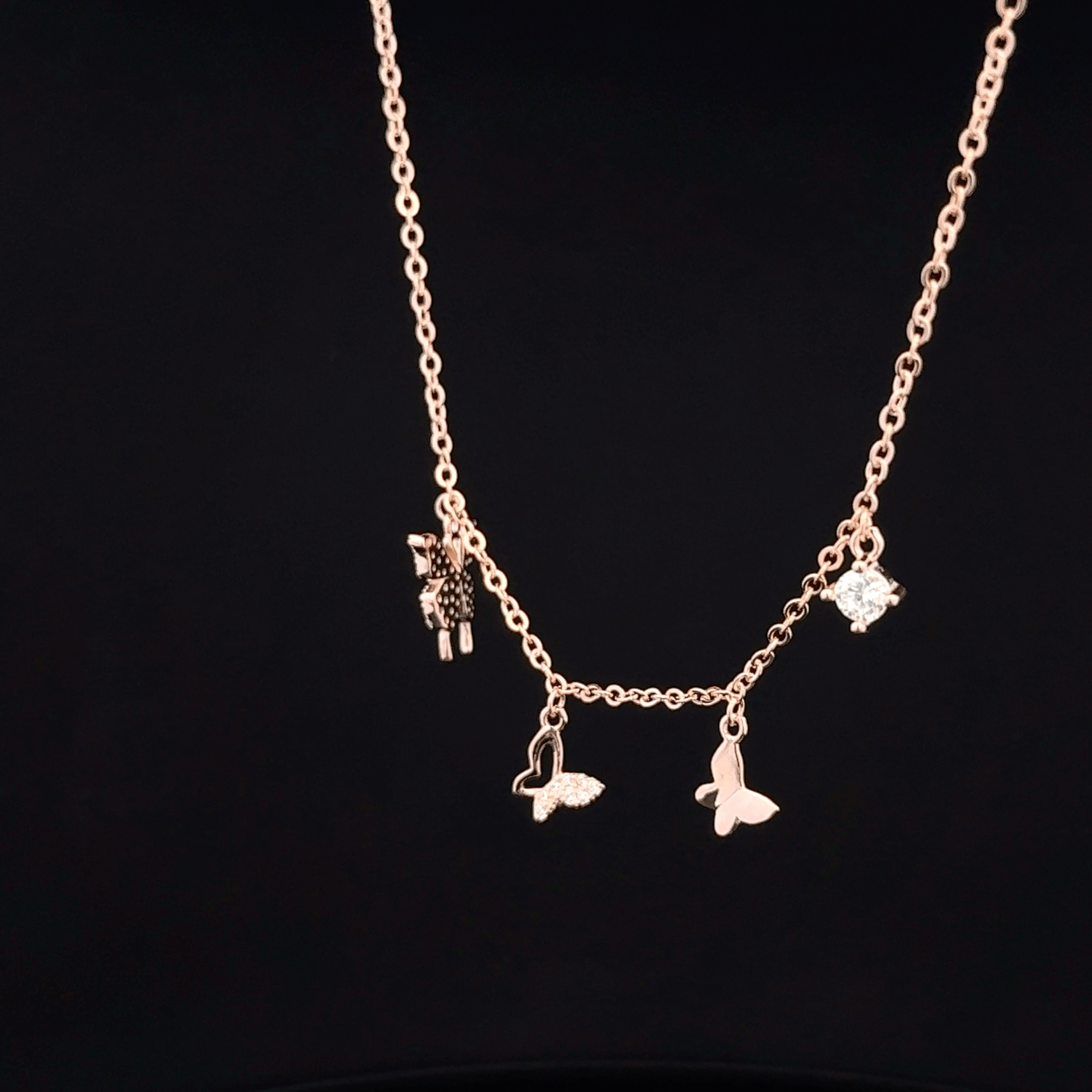 Butterfly charm rose gold chain pendant