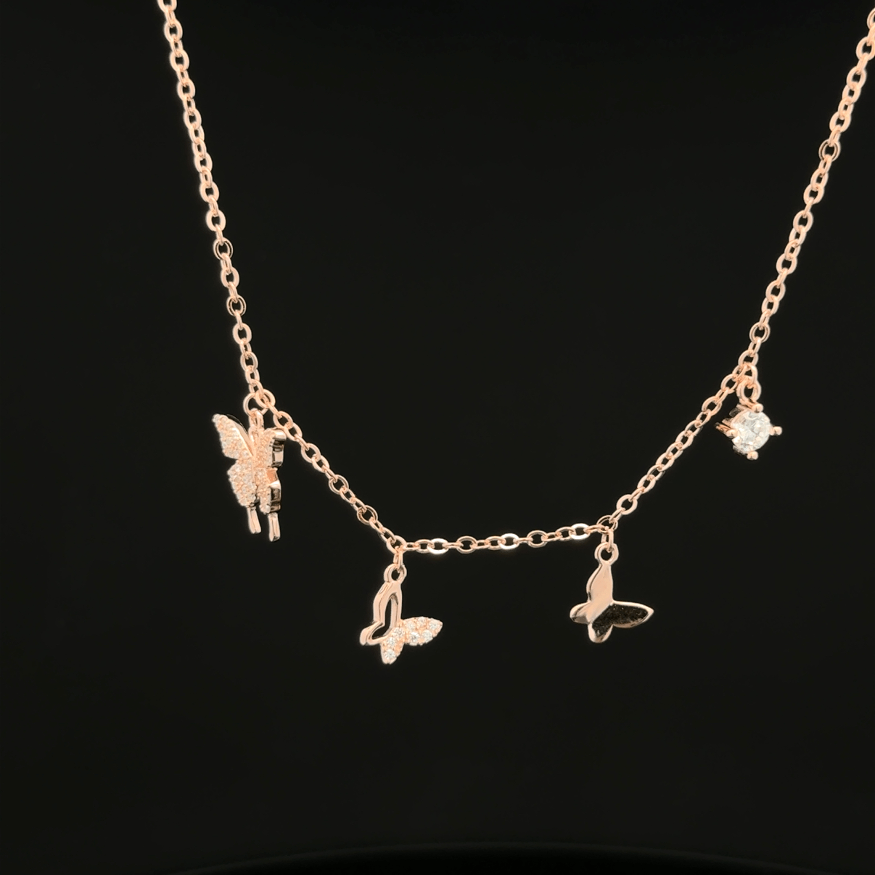 Butterfly charm rose gold chain pendant