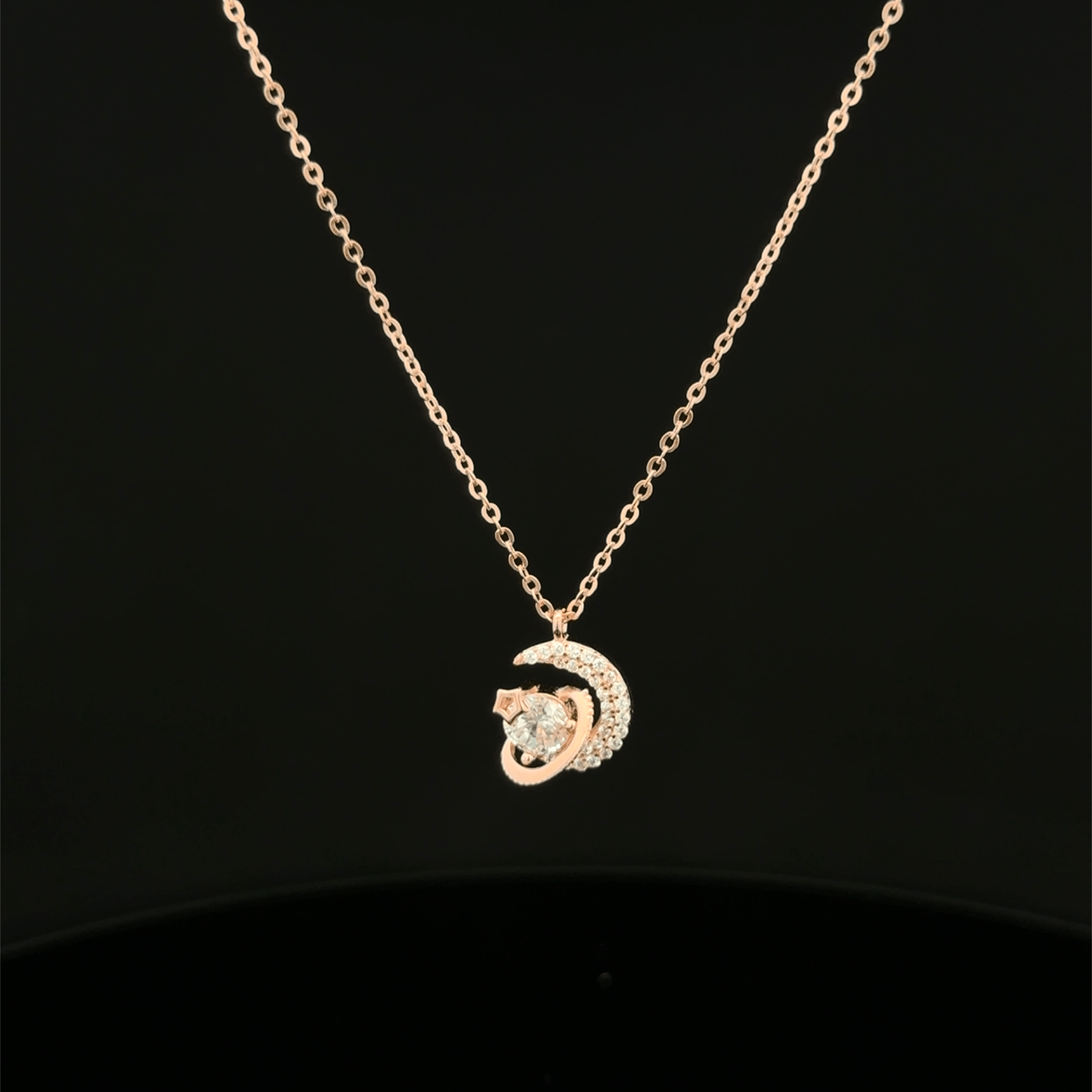 Half moon rose gold chain pendant