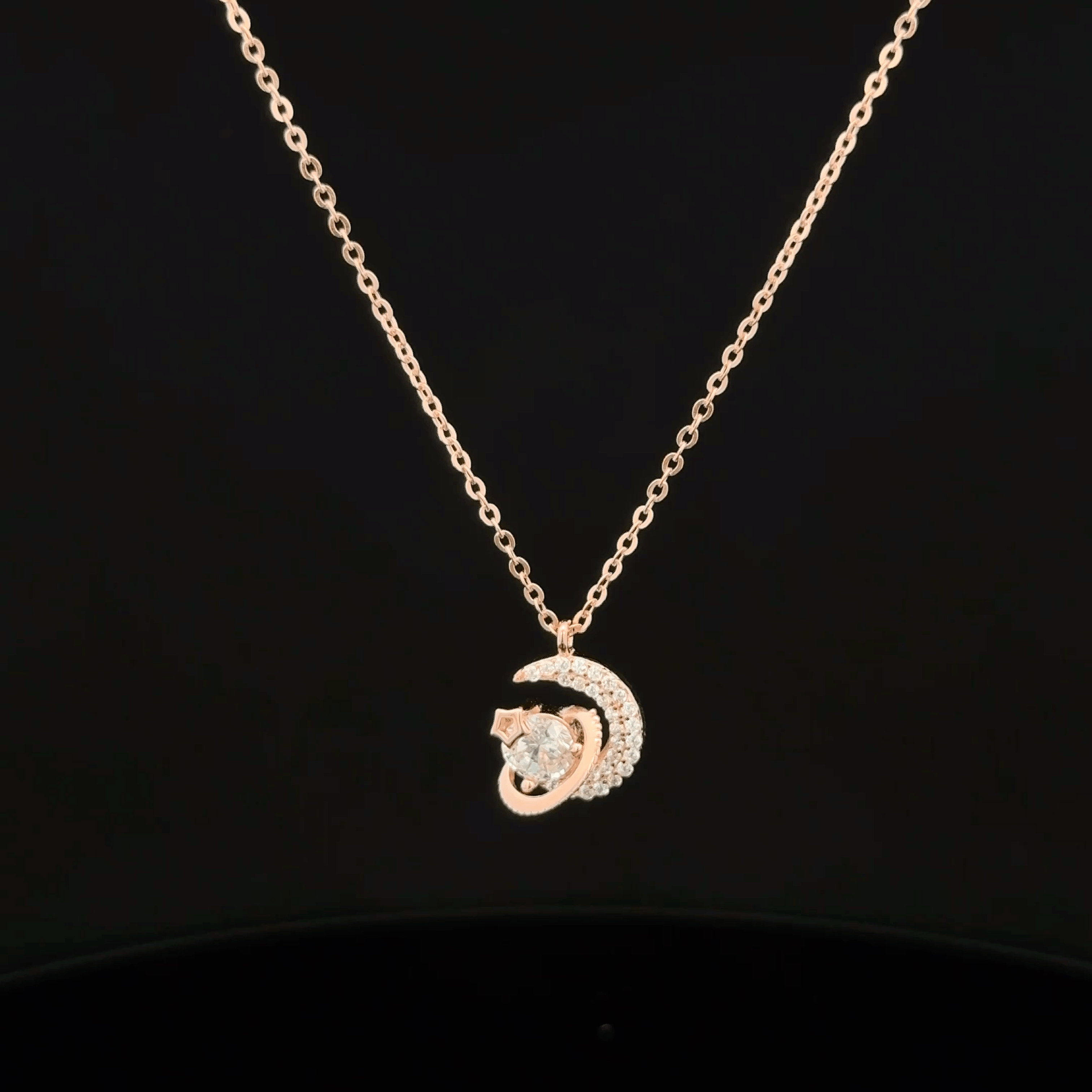 Half moon rose gold chain pendant