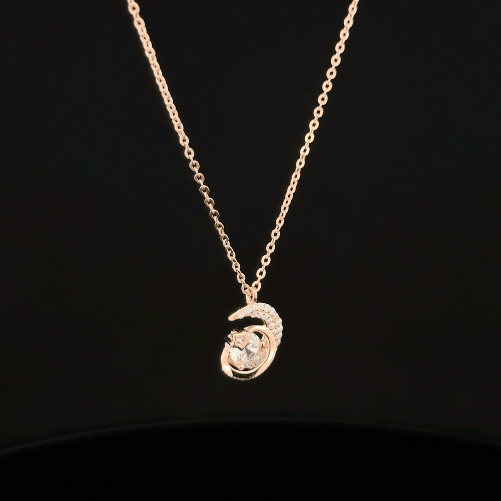 Half moon rose gold chain pendant