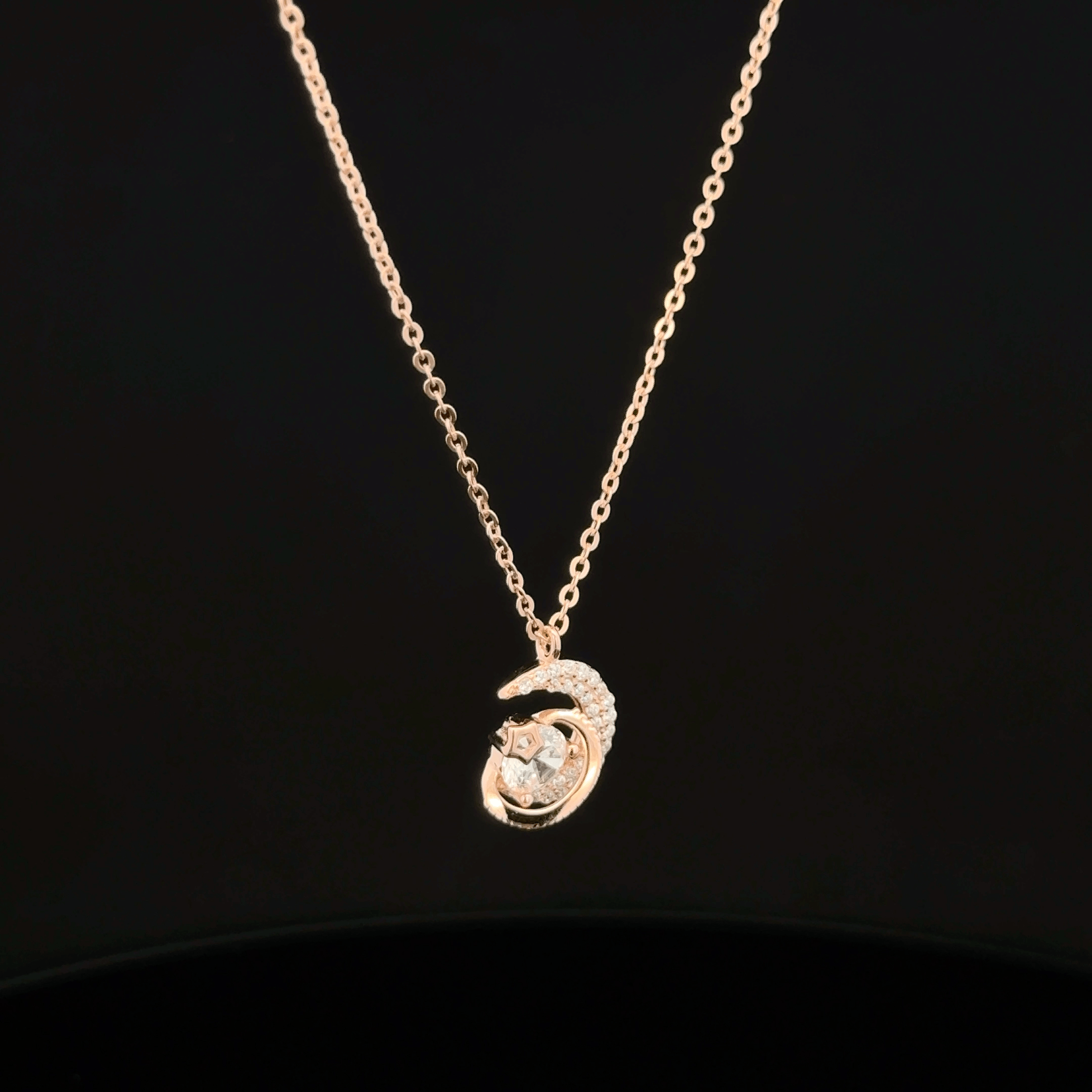 Half moon rose gold chain pendant