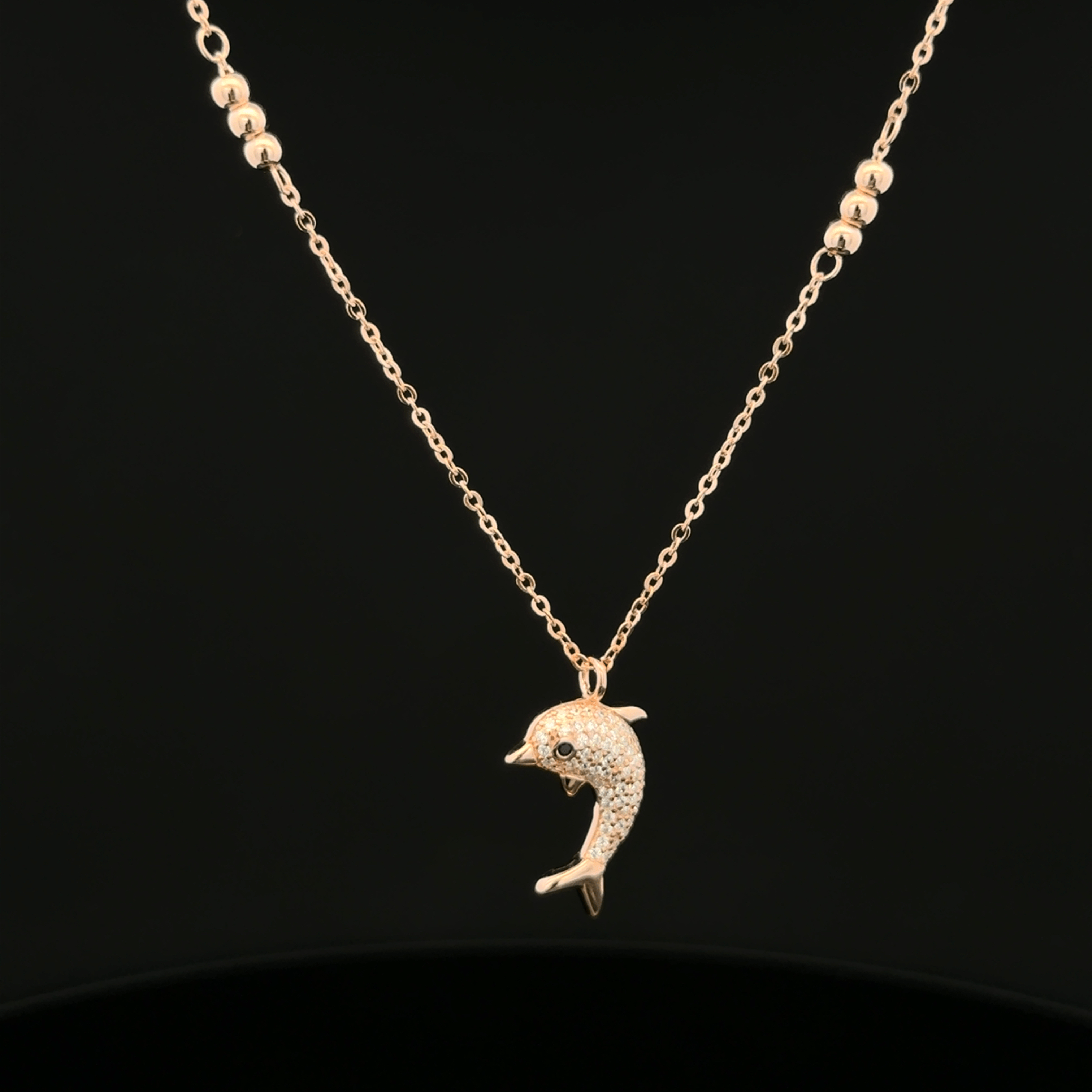 Dolphin rose gold chain pendant