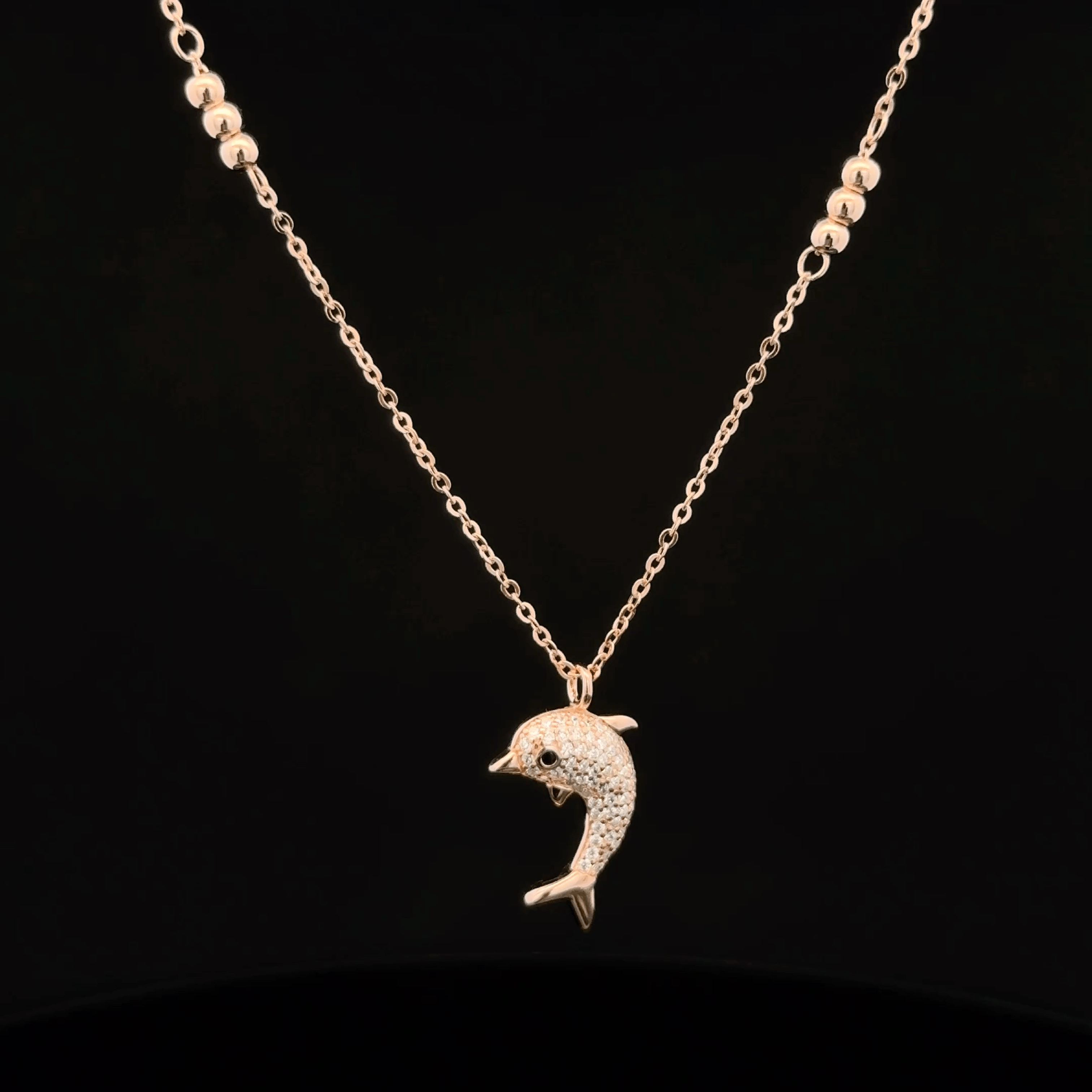 Dolphin rose gold chain pendant