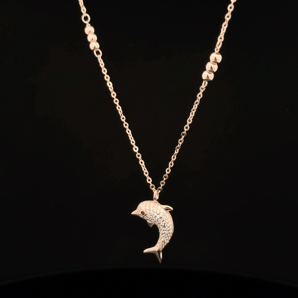 Dolphin rose gold chain pendant