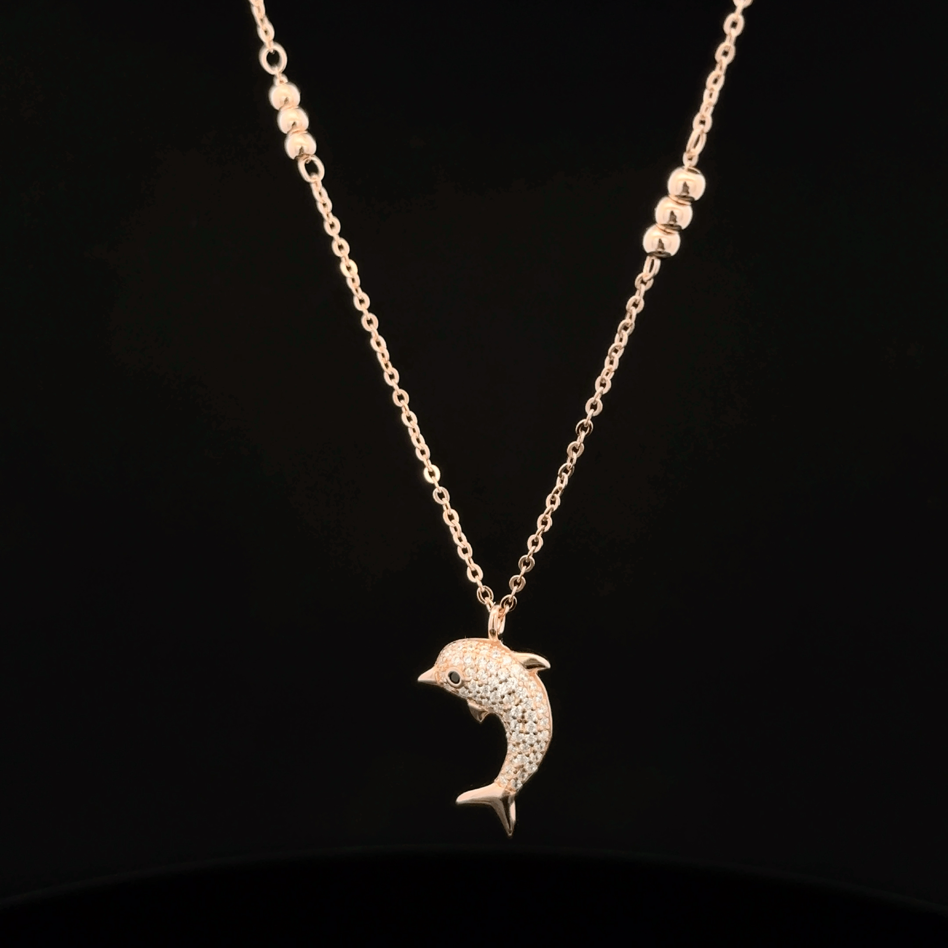 Dolphin rose gold chain pendant