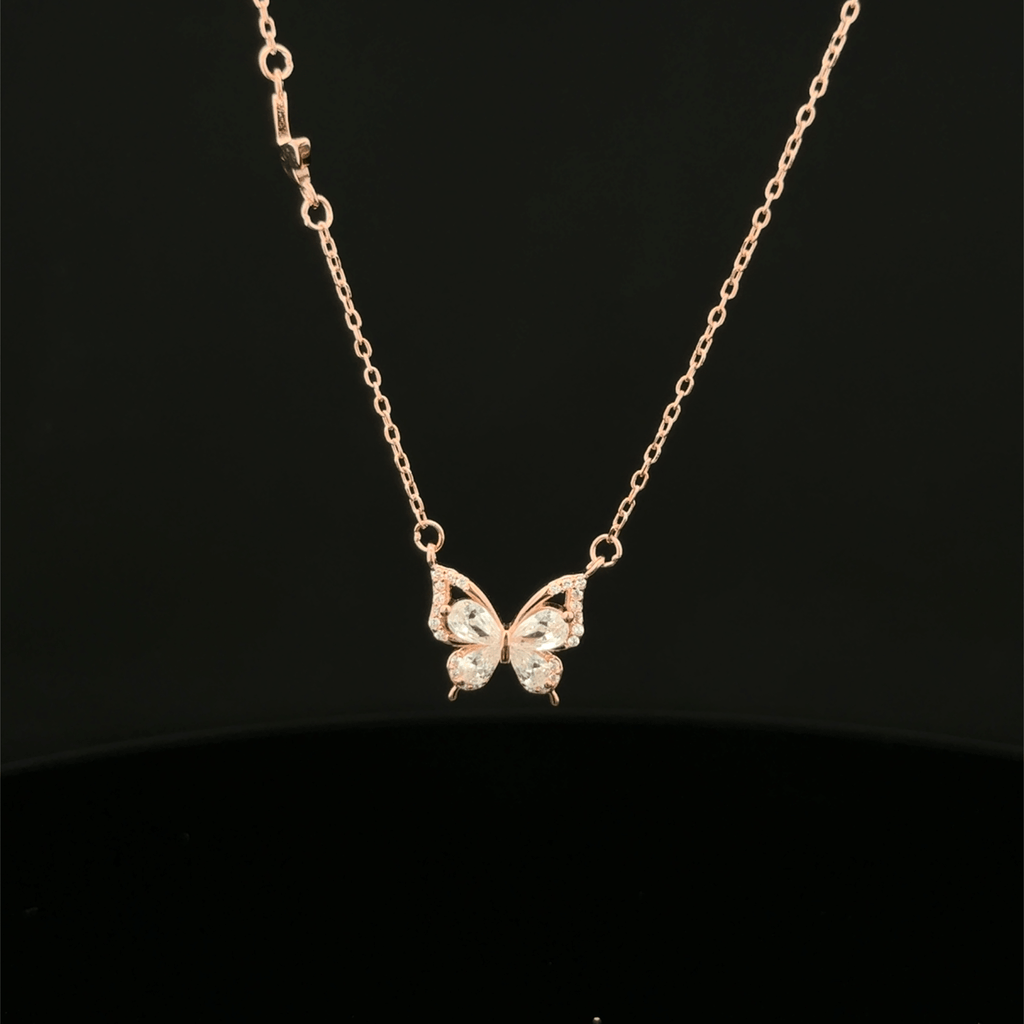 Butterfly rose gold chain pendant