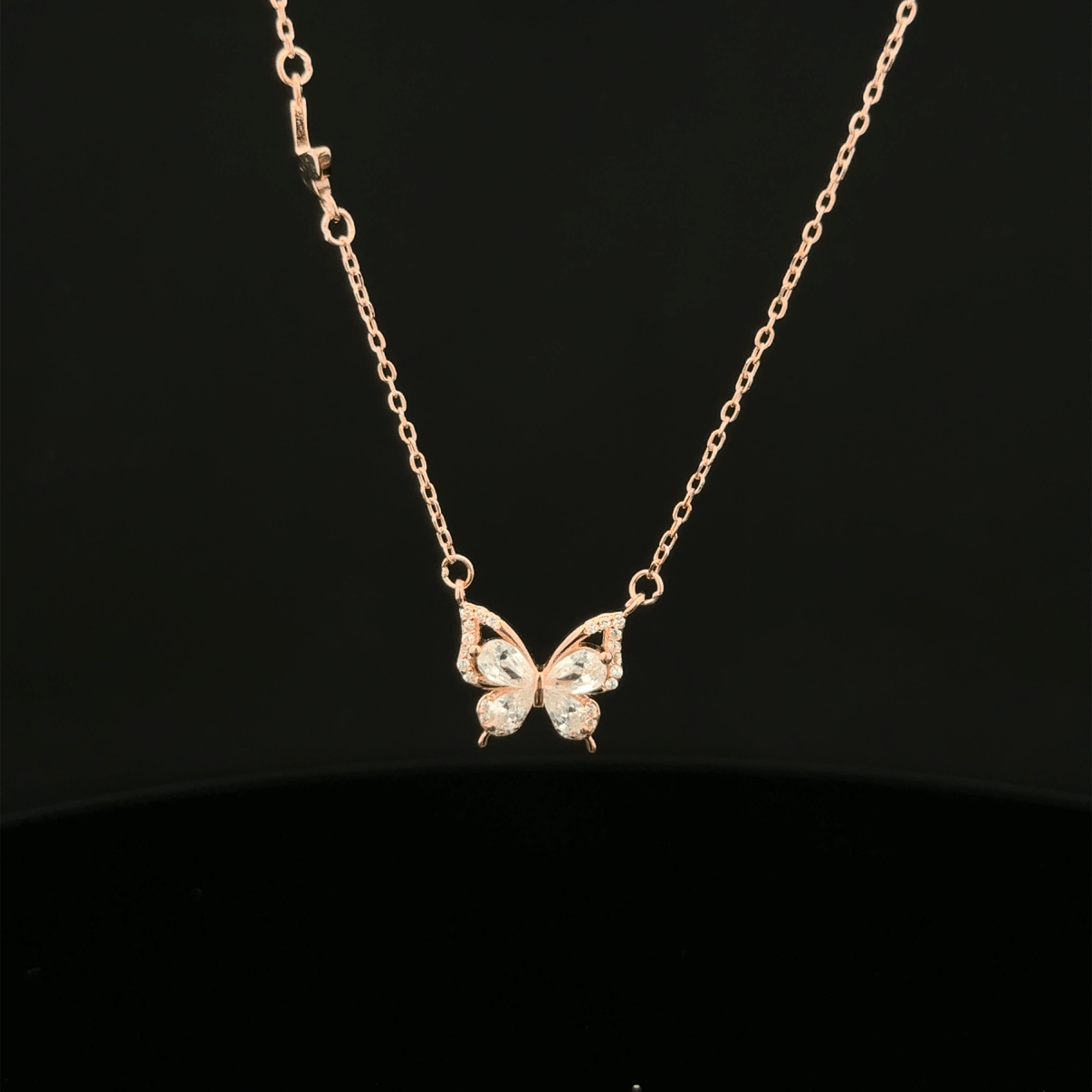 Butterfly rose gold chain pendant