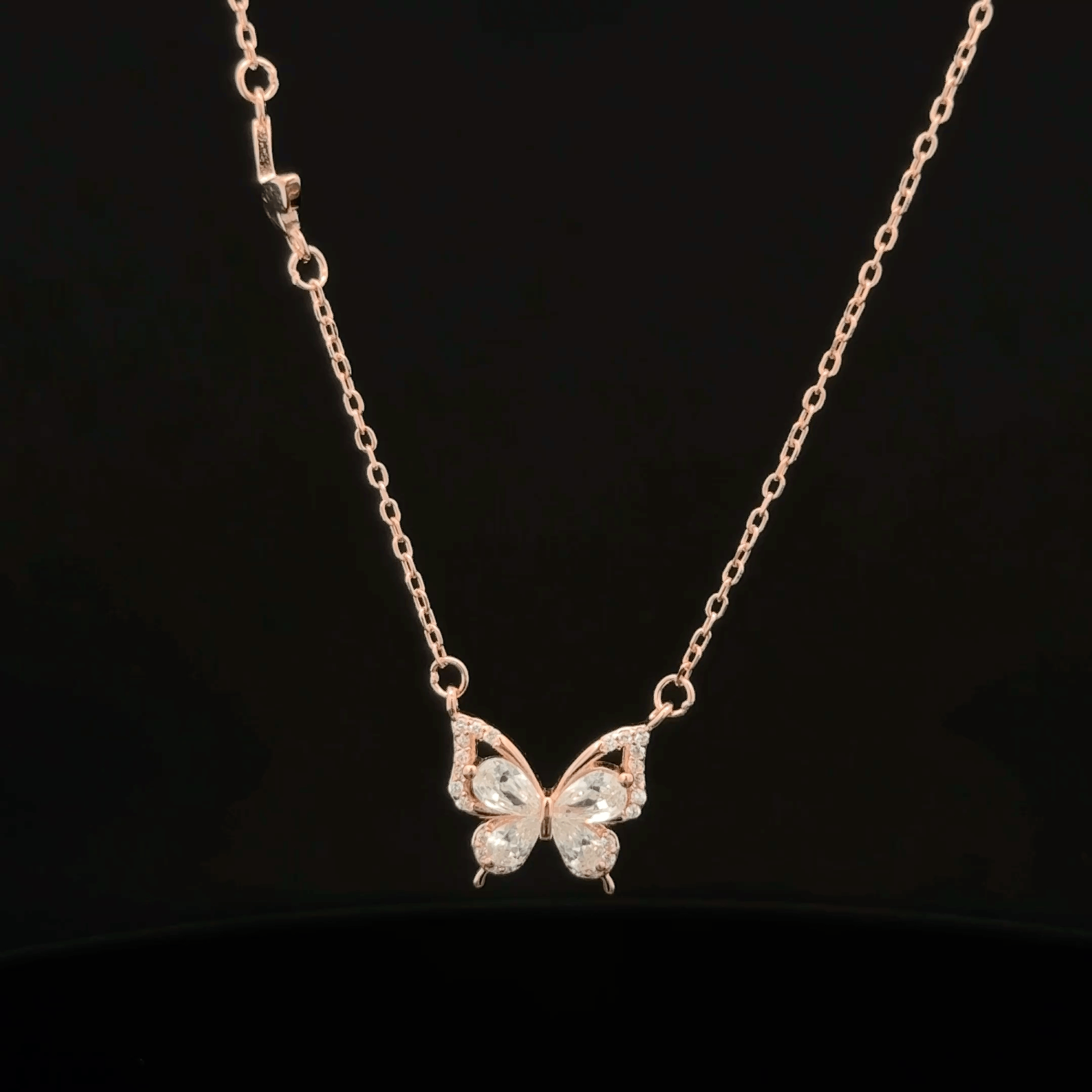 Butterfly rose gold chain pendant
